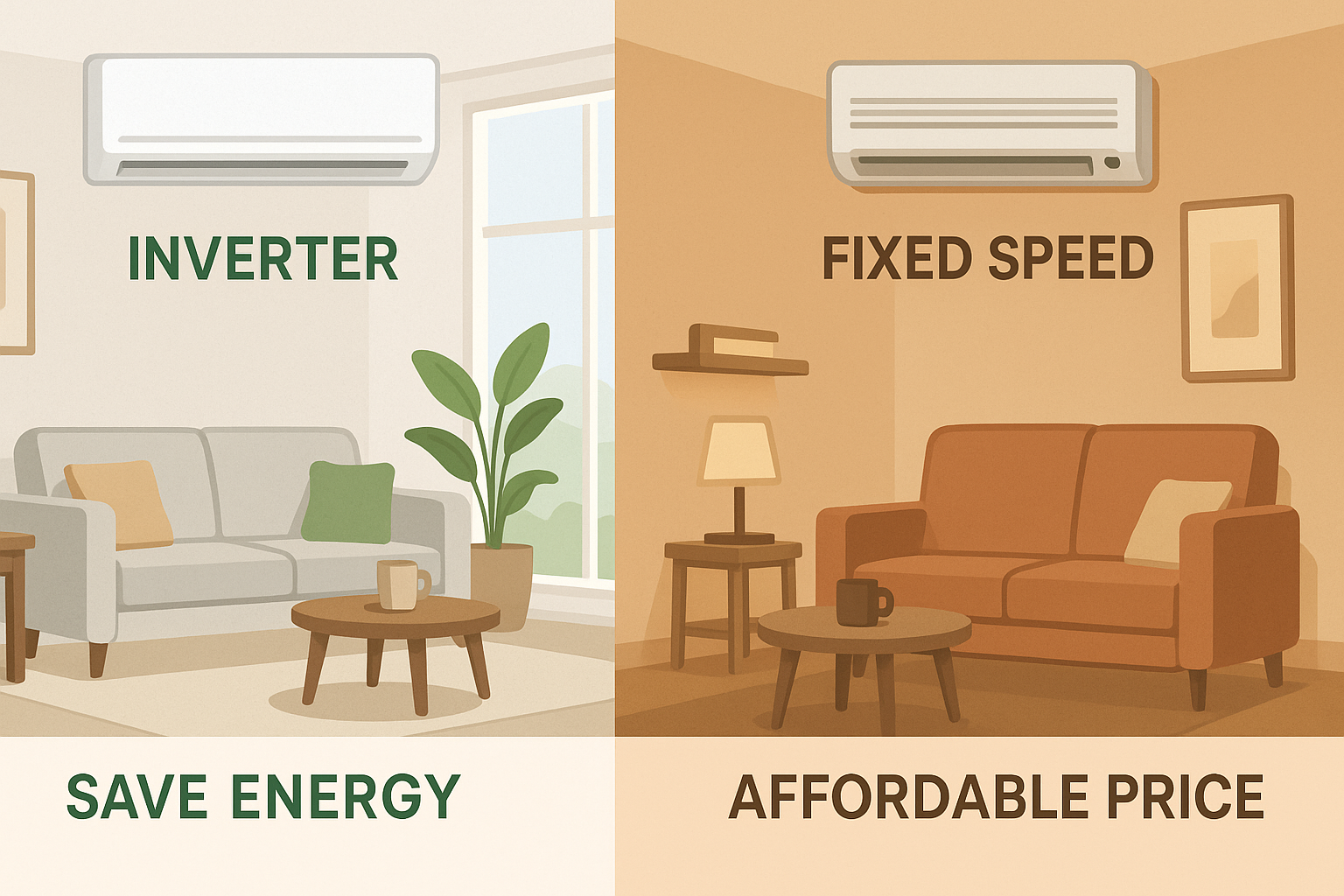 วิธีเลือกแอร์ให้เหมาะกับไลฟ์สไตล์: แอร์อินเวอร์เตอร์ vs แอร์ Fixed Speed แบบไหนใช่สำหรับคุณ? - ดำรงค์โฮมพลัส