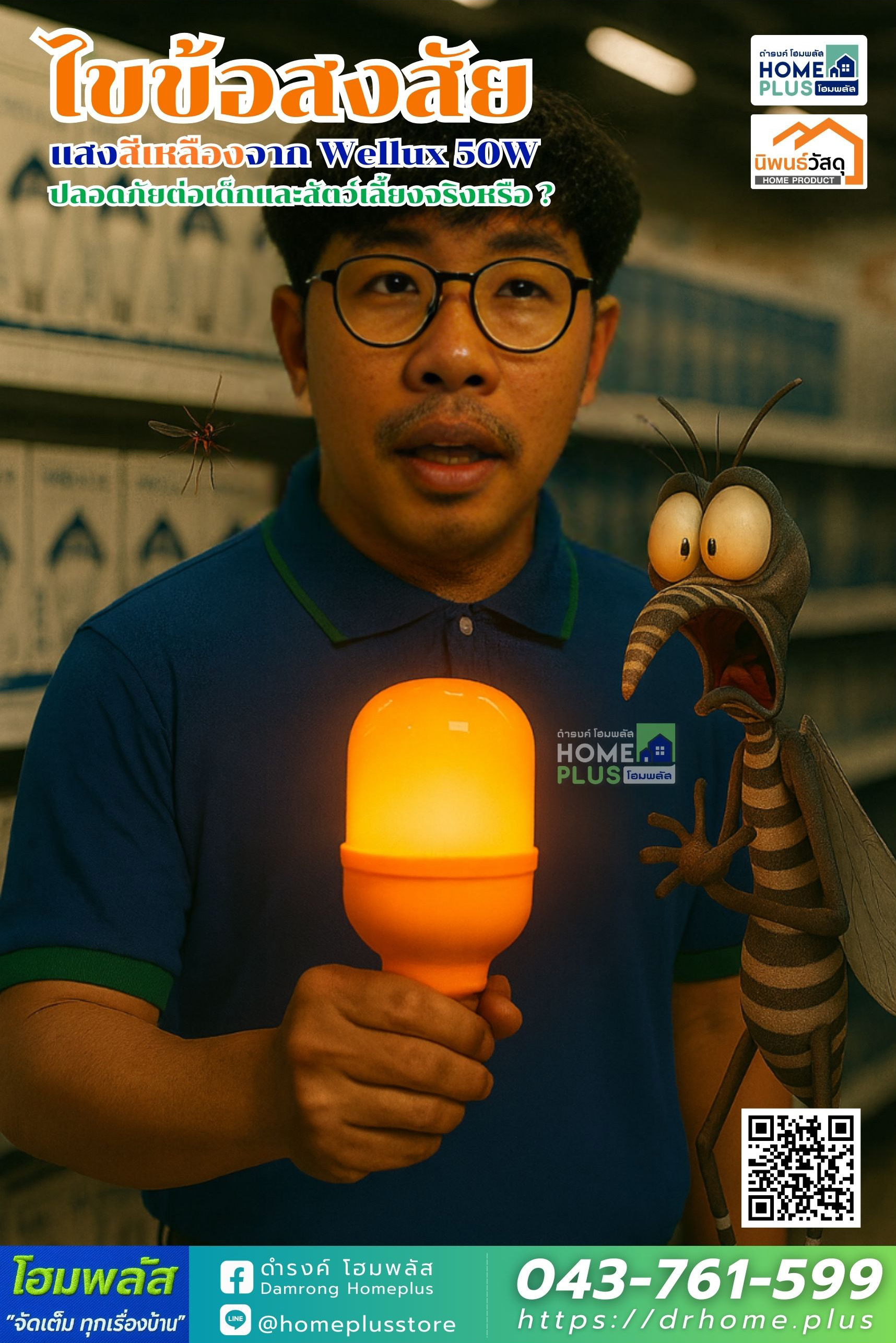 ไขข้อสงสัย : แสงสีเหลืองจาก Wellux 50W ปลอดภัยต่อเด็กและสัตว์เลี้ยงจริงหรือ? - ดำรงค์โฮมพลัส