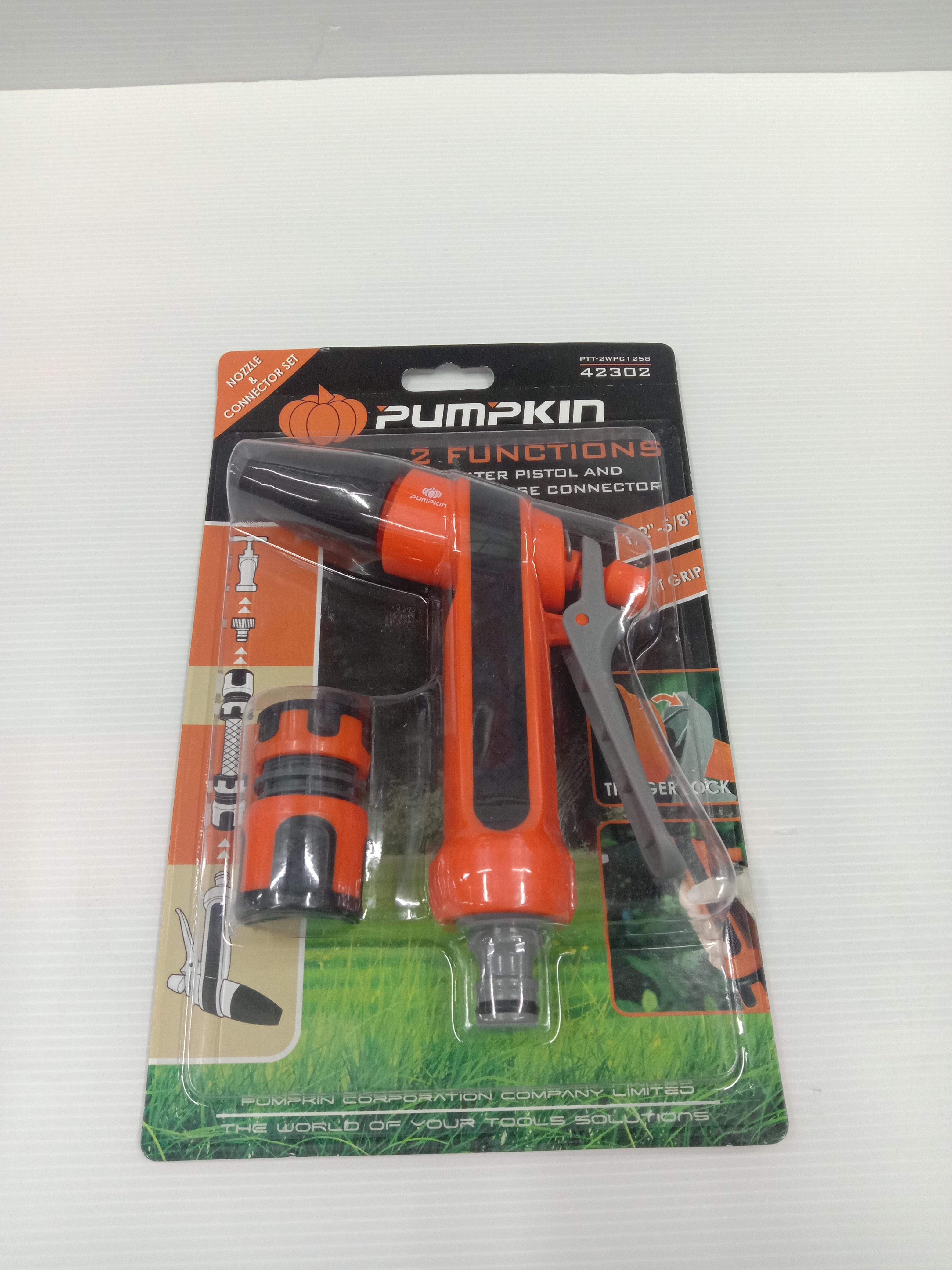 ชุดปืนฉีดน้ำ 2ฟังก์ชั่น พร้อมข้อต่อสายยาง 1/2-5/8 PTT-2WPC1258 PUMPKIN แบรนด์ PUMPKIN - ฮาร์ดแวร์ ราคา 150 บาท