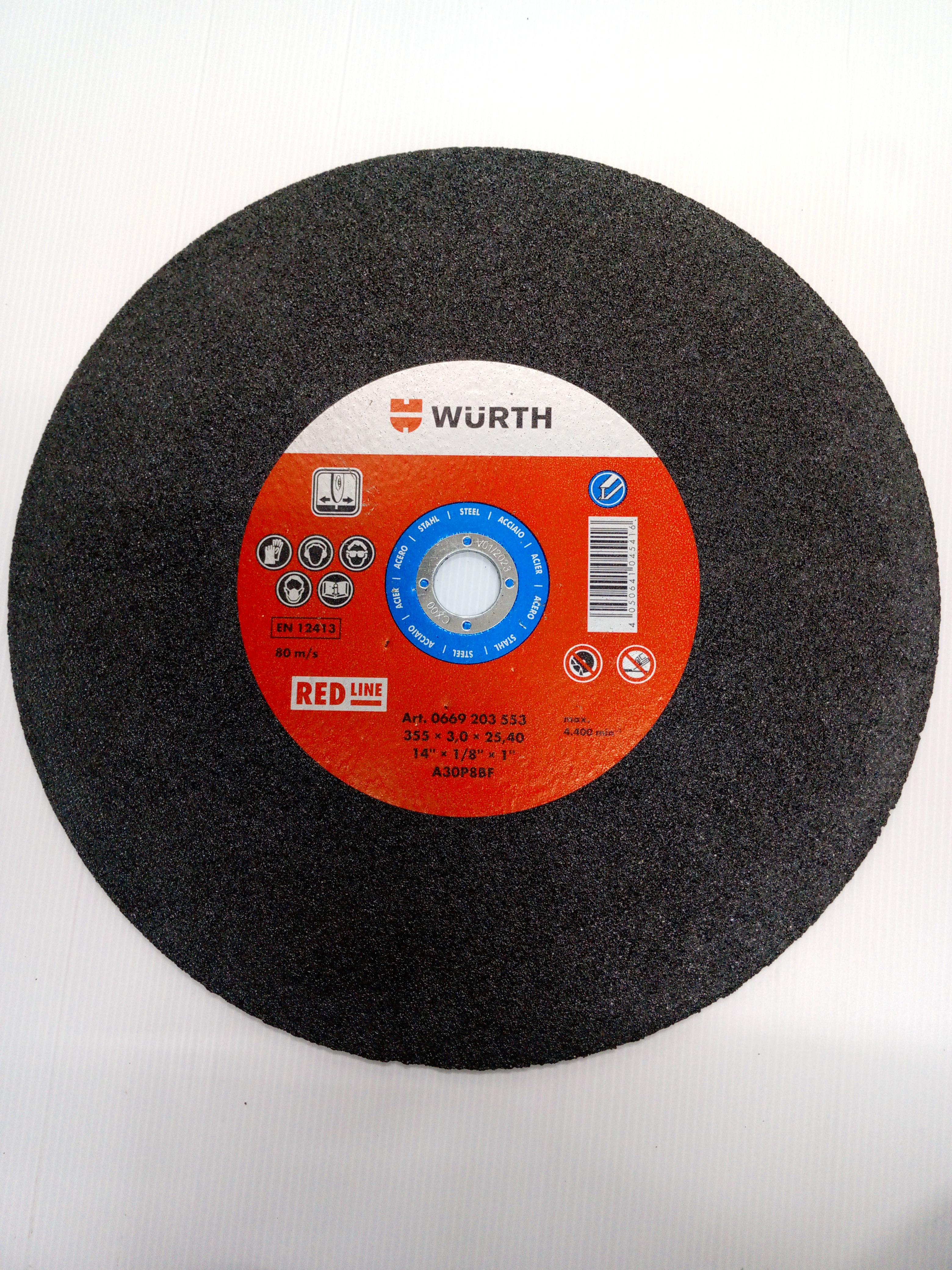 ** WURTH แผ่นตัดเหล็กรุ่น RED LINE 355*3.0*25.4MM. แบรนด์ WURTH - ฮาร์ดแวร์ ราคา 139 บาท