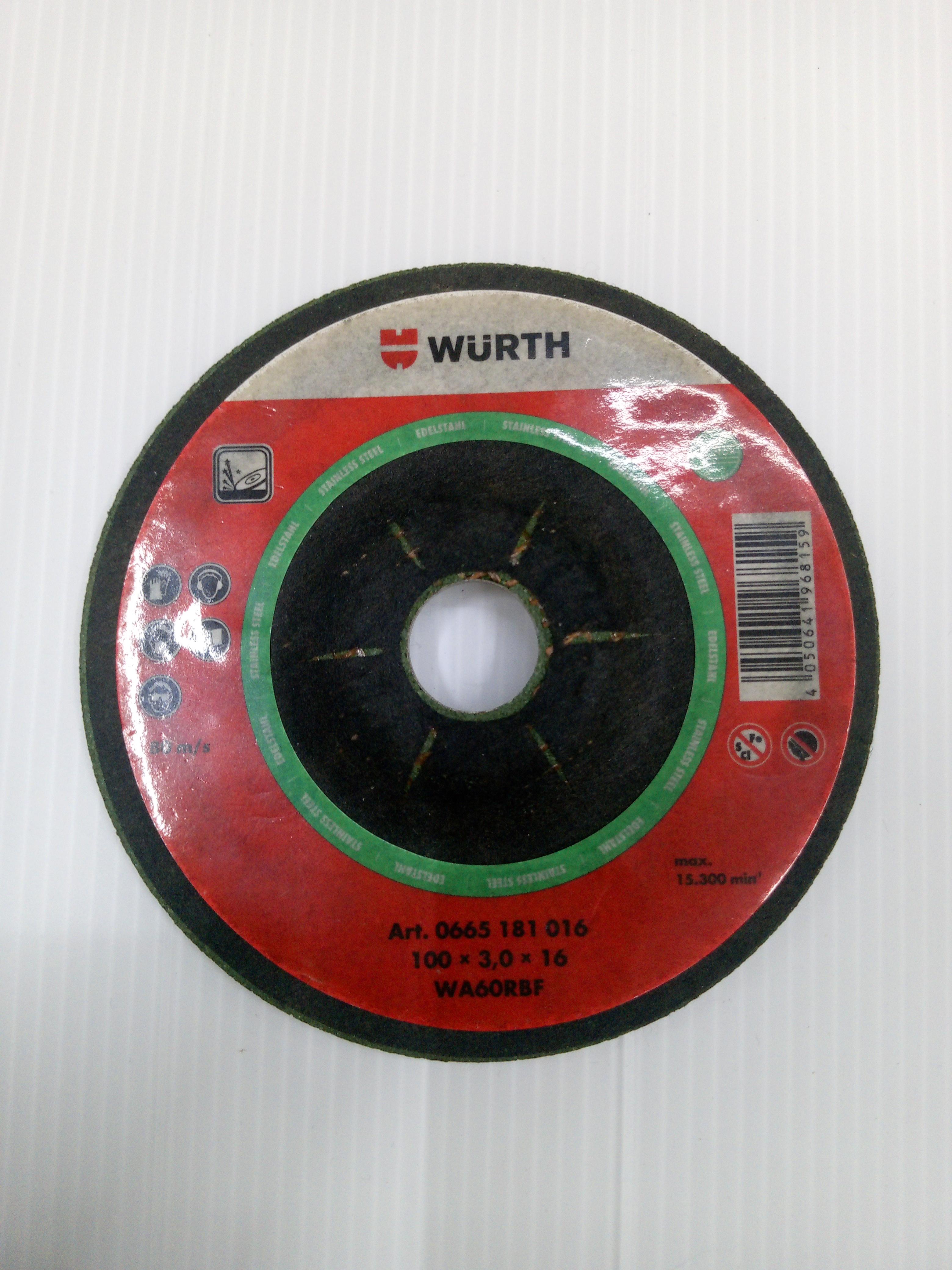 ** WURTH แผ่นเจียร์สแตนเลส เหล็ก 4นิ้ว แบรนด์ WURTH - ฮาร์ดแวร์ ราคา 35 บาท