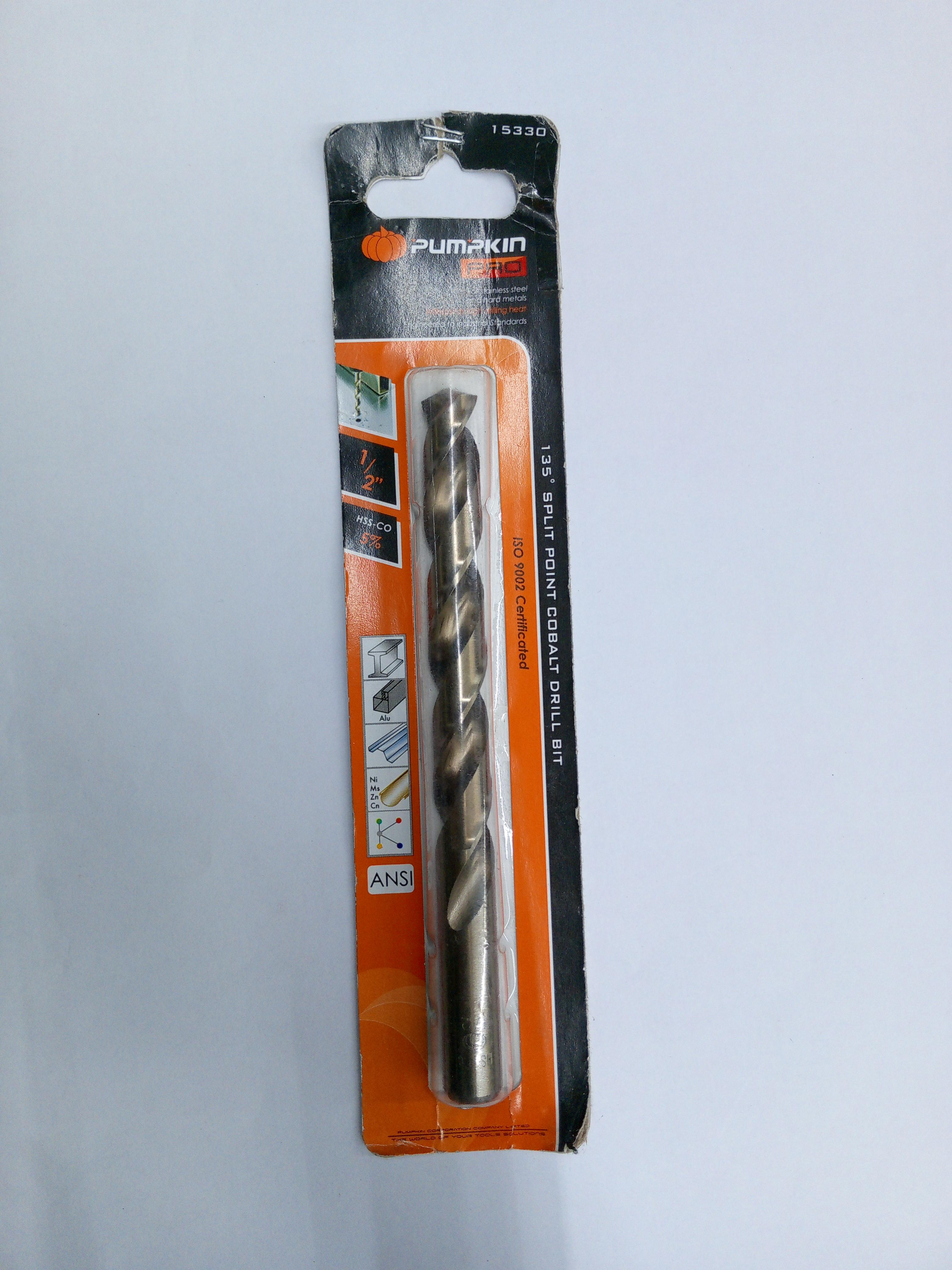 PUMPKIN ดอกสว่านโคบอลต์ ก้านกลม เจาะเหล็ก PRO 1/2นิ้ว แบรนด์ PUMPKIN - ฮาร์ดแวร์ ราคา 339 บาท