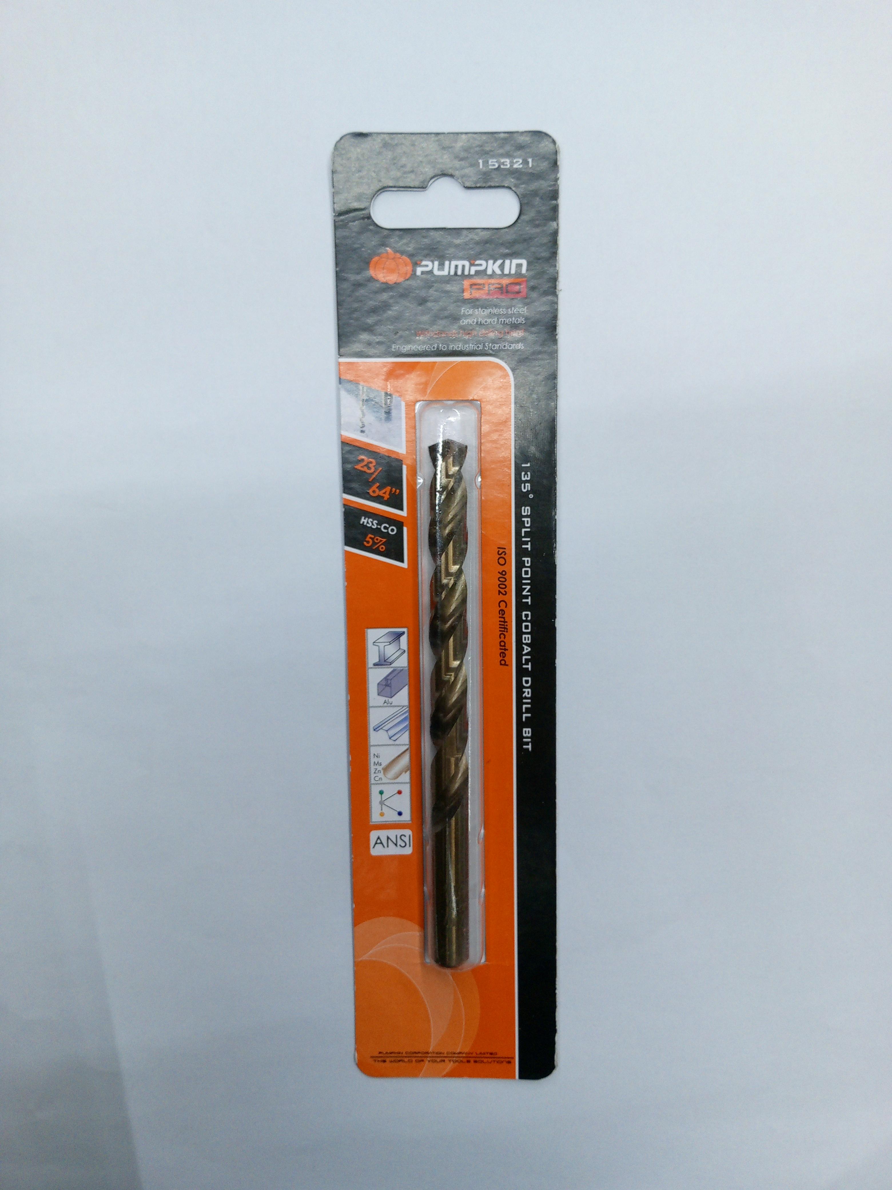 PUMPKIN ดอกสว่านโคบอลต์ ก้านกลม เจาะเหล็ก PRO 23/64นิ้ว แบรนด์ PUMPKIN - ฮาร์ดแวร์ ราคา 155 บาท