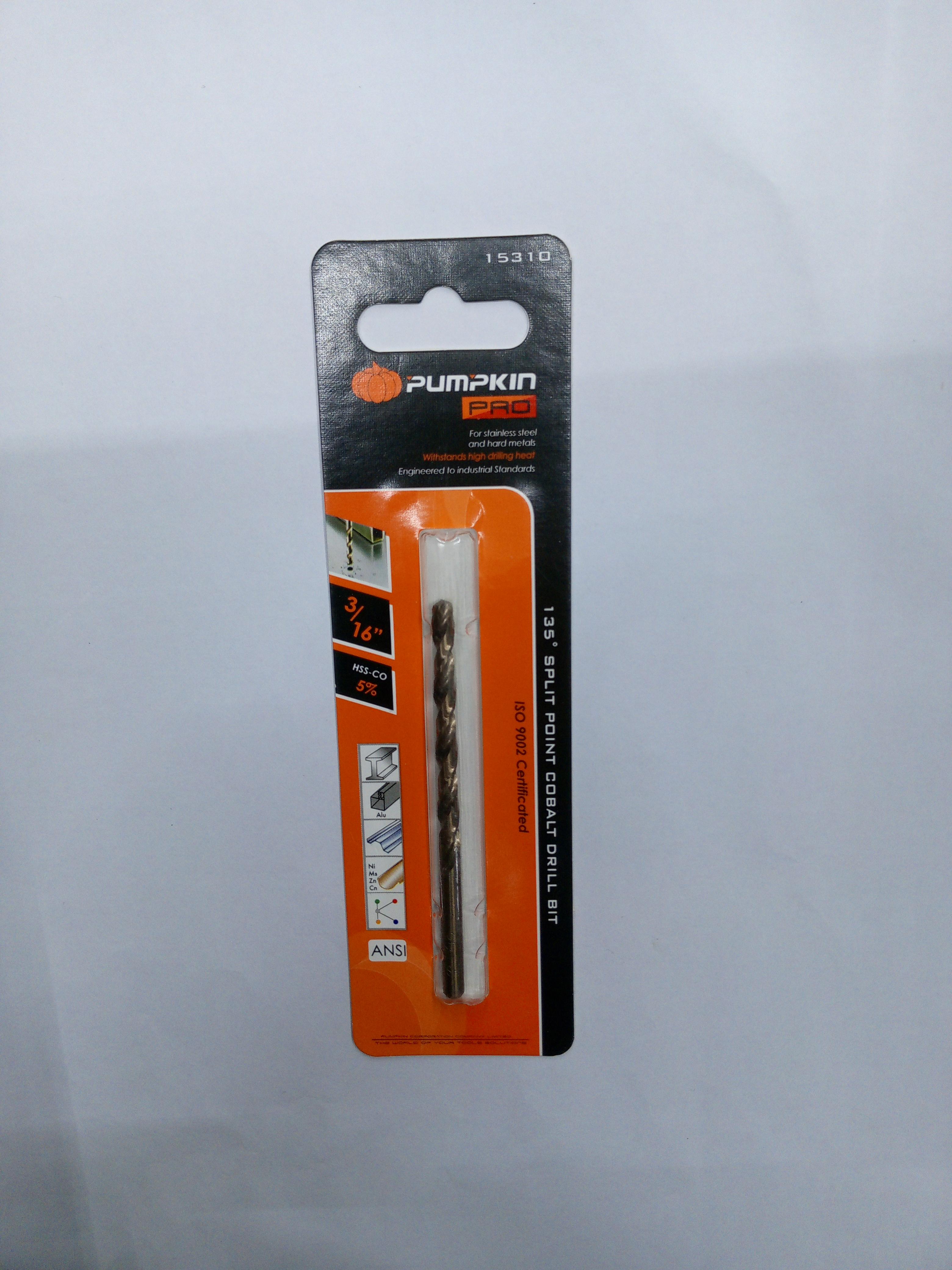 PUMPKIN ดอกสว่านโคบอลต์ ก้านกลม เจาะเหล็ก PRO 3/16นิ้ว แบรนด์ PUMPKIN - ฮาร์ดแวร์ ราคา 45 บาท