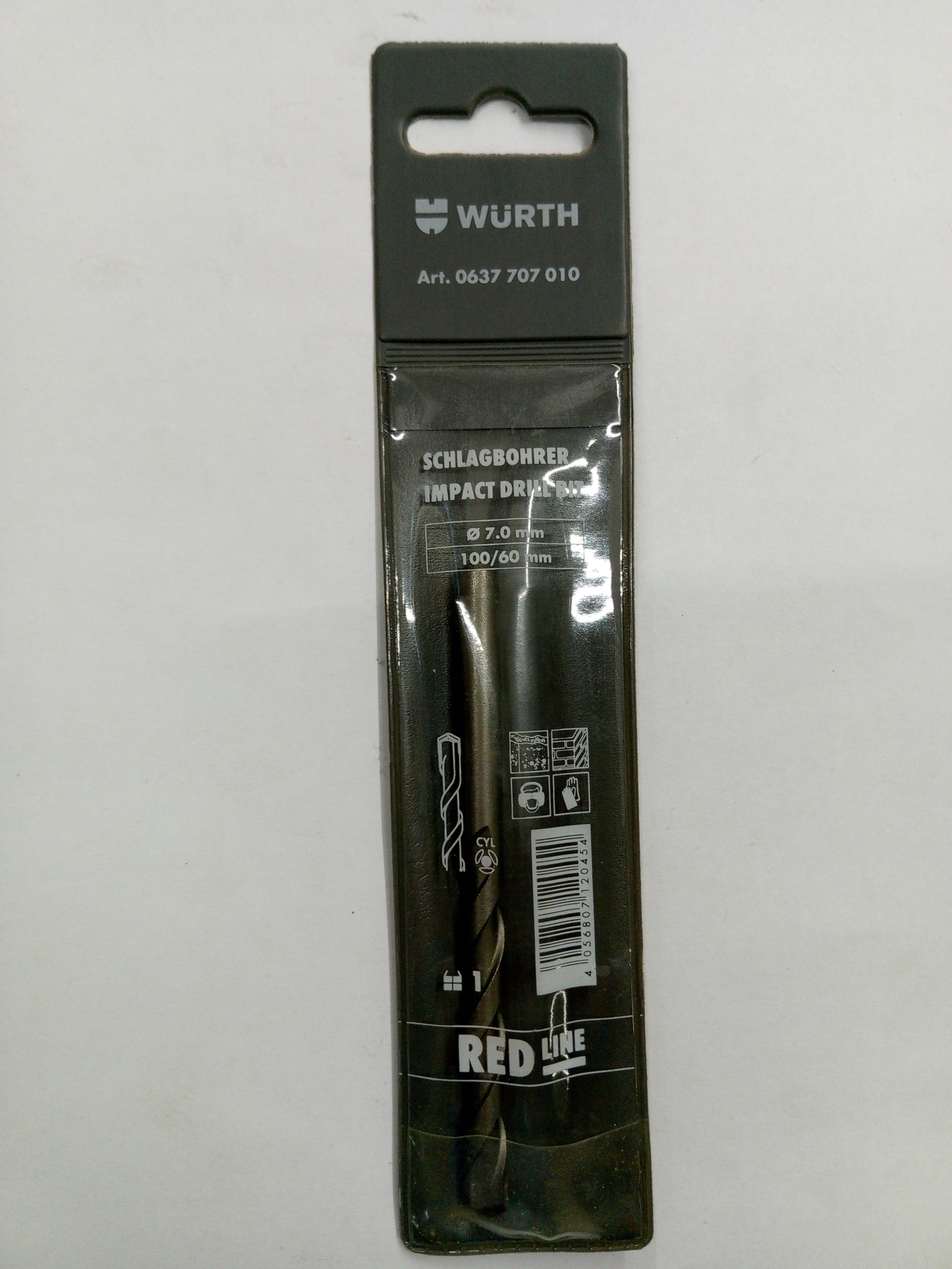 ** WURTH ดอกสว่านกระแทก ก้านกลม DRL-IMP-CYL-D7-L100-WL60MM RED LINE 7*100มม. แบรนด์ WURTH - ฮาร์ดแวร์ ราคา 55 บาท