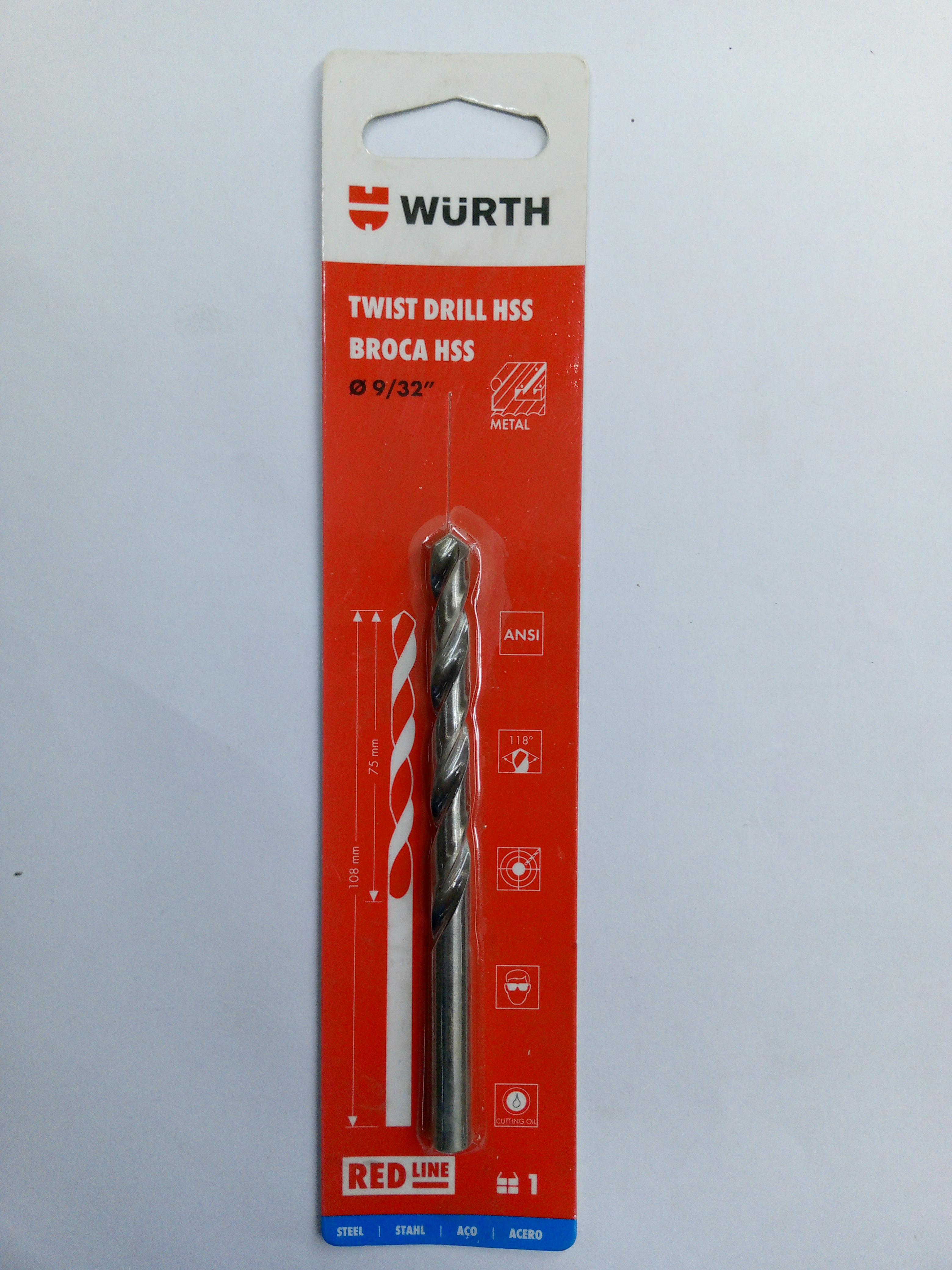 ** WURTH ดอกสว่านเจาะเหล็ก ANSIHHSS-SK-D ก้านกลม 9/32นิ้ว แบรนด์ WURTH - ฮาร์ดแวร์ ราคา 120 บาท