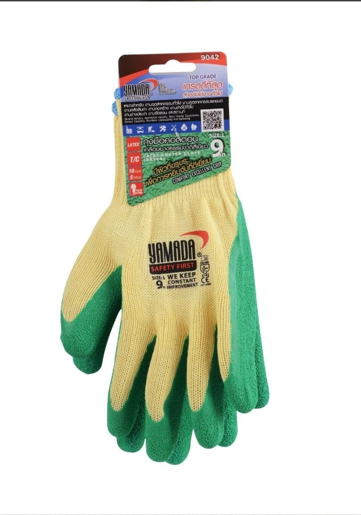 YAMADA ถุงมือคอตตอนเคลือบยางธรรมชาติ 9042 9นิ้ว เขียว แบรนด์ YAMADA - ฮาร์ดแวร์ ราคา 69 บาท