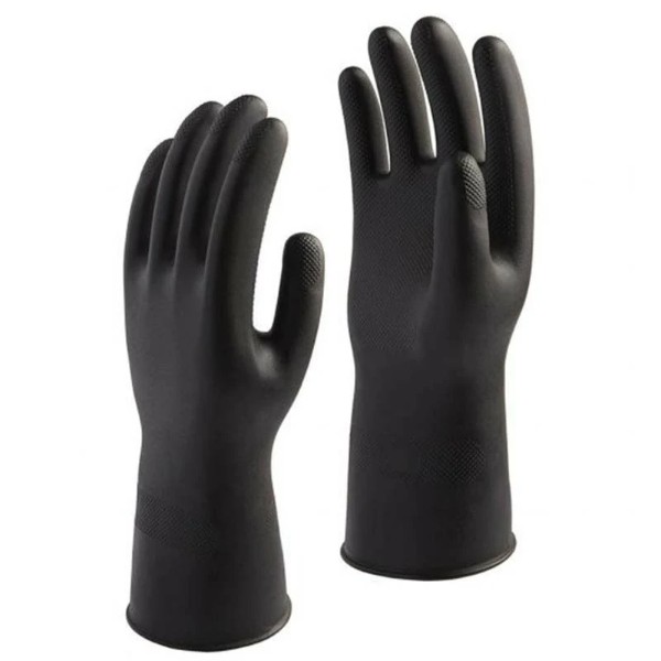 ถุงมือยางธรรมชาติ ตราม้า หนา 15 มิล ยาว13 นิ้ว ไม่มีซับ  M  สีดำ - ภาพที่ 2