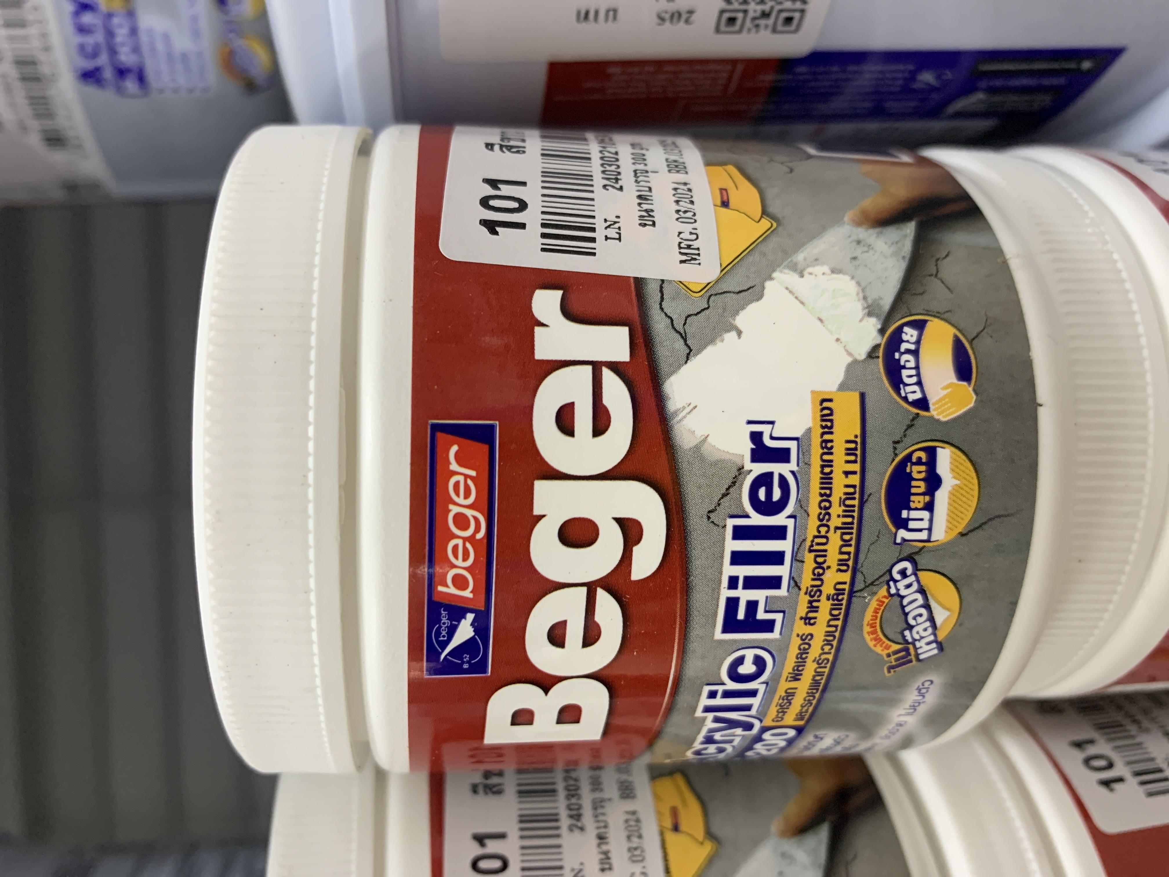 BEGER สีโป้วอะครีลิก F-200 อะครีลิกฟิลเลอร์ 300g. แบรนด์ BEGER - ฮาร์ดแวร์ ราคา 69 บาท