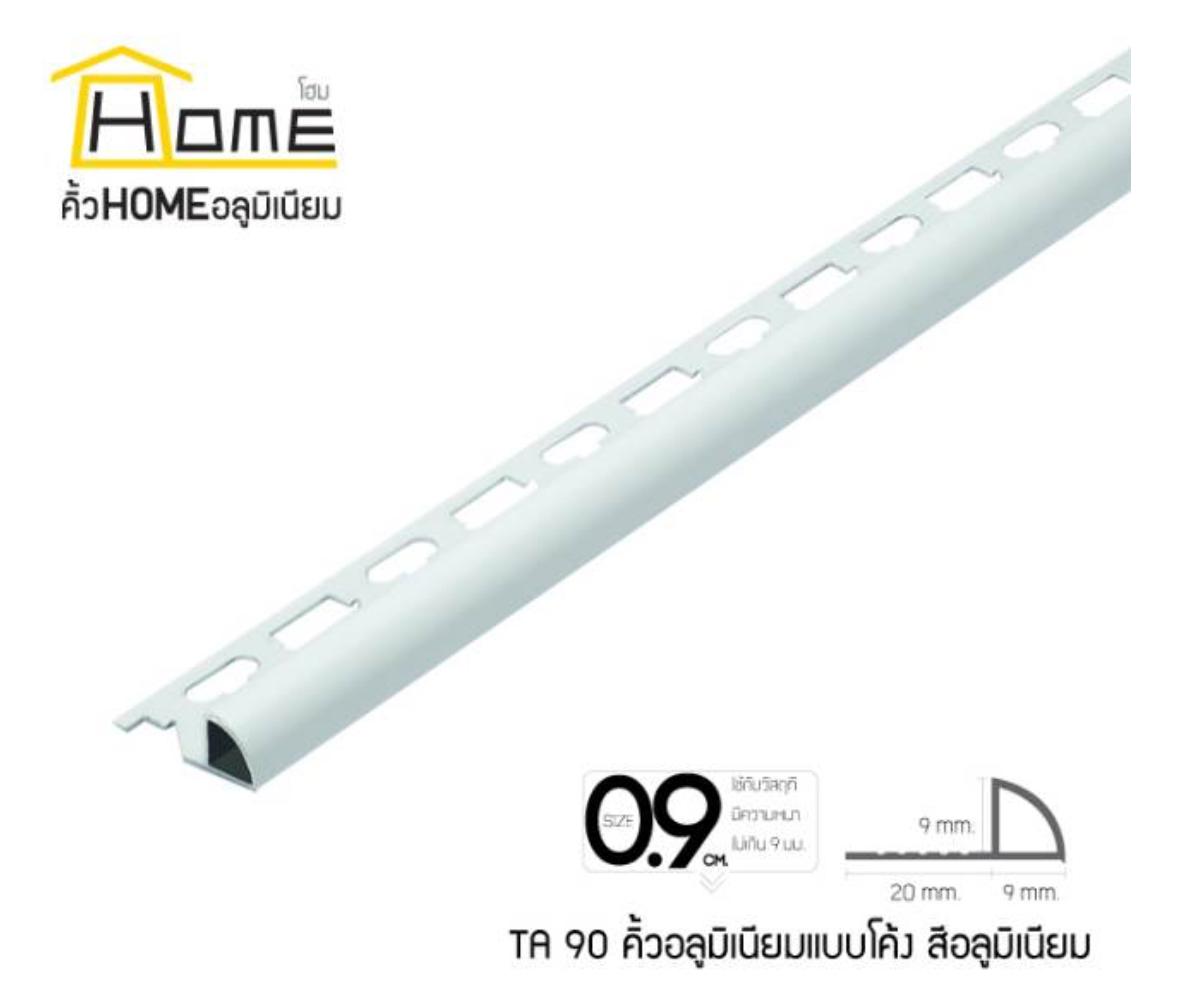 HOME คิ้วอลูมิเนียม แบบโค้ง TA90 9ซม.*2.0ม. (สีอลูมิเนียม) แบรนด์ นภวัส โปรดักส์ - ตกแต่ง ราคา 110 บาท