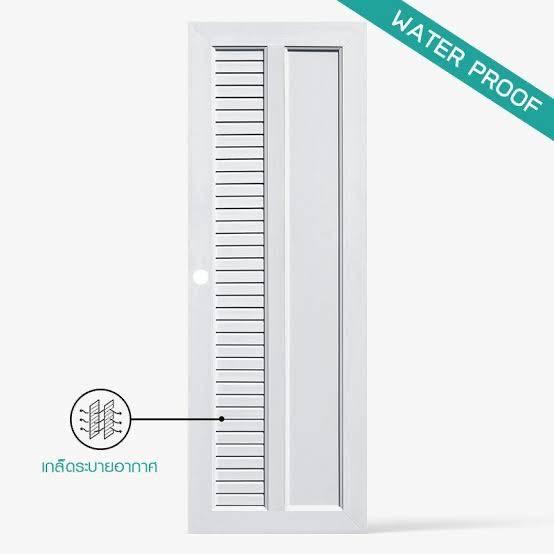 ECO-DOOR ประตูภายนอก/ใน 3 UPVC PROFILE UB-2L 3.8*70*200 สีขาวบานเกล็ด