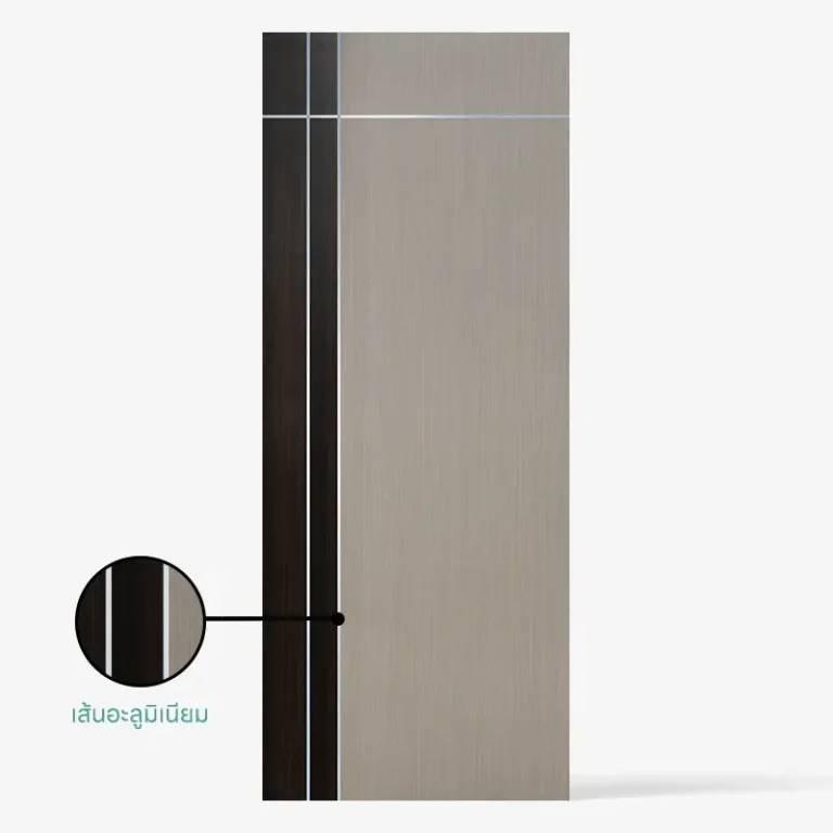 ประตู WPC 800*2000*35 mm. รุ่น WP 2 สีครีมอ่อนลายไม้ เซาะร่องเส้นอลูมิเนียม ECO-DOOR แบรนด์ ECO-DOOR - ตกแต่ง ราคา 2,490 บาท