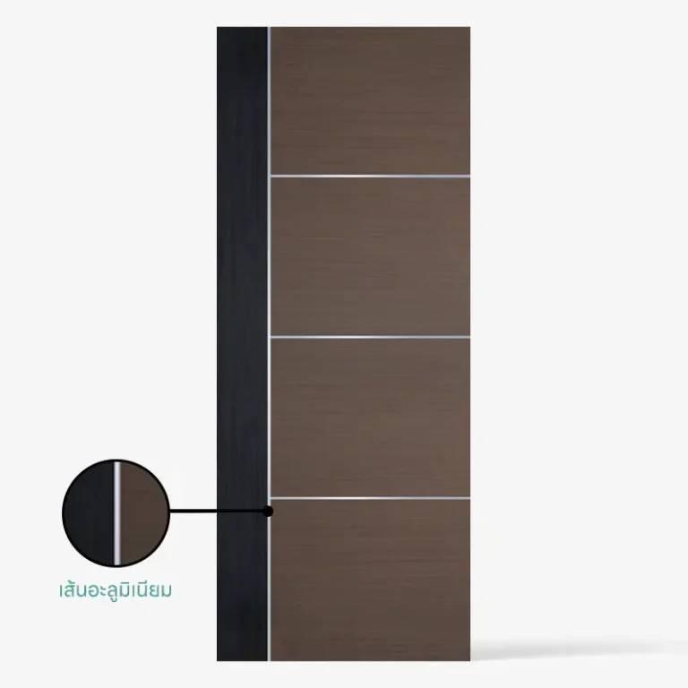 ประตู WPC 80*200*35 cm. รุ่น WP 3   สีโอ๊คลายไม้เซาะร่องเส้นอลูมิเนียม ECO-DOOR แบรนด์ ECO-DOOR - ตกแต่ง ราคา 2,490 บาท
