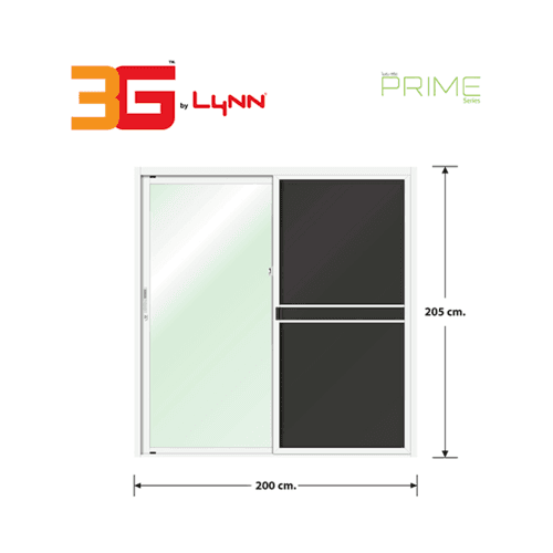LYNN ประตูบานเลื่อนสลับ+มุ้งลวด LP-S2-D04-00 สีขาว 200*205