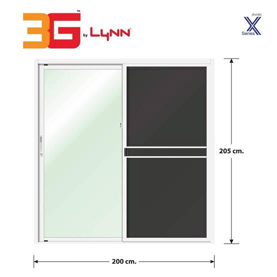 LYNN ประตูบานเลื่อนสลับ2ช่อง+มุ้งลวด X SERIES LP-X2-D04-00 200*205 ขาว
