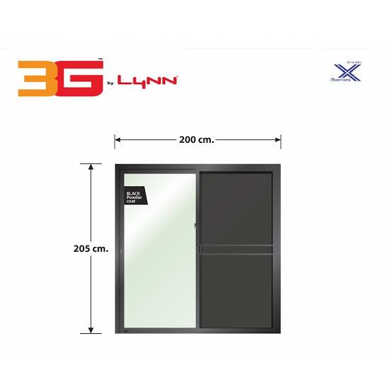 LYNN ประตูบานเลื่อนสลับ2ช่อง+มุ้งลวด X SERIES LP-X2-D04-BL1 200*205 ดำ
