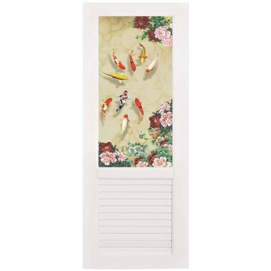 ประตู UPVC กระจกนิรภัย 70*180 SP002 ปลาคราฟสี ขาว ไม่เจาะ +วงกบ แบรนด์ OKK - ตกแต่ง ราคา 1,750 บาท