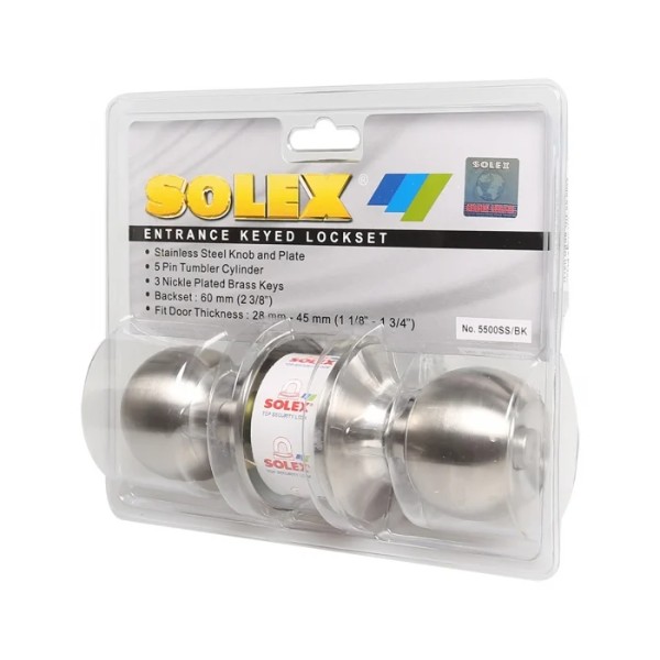 SOLEX กุญแจลูกบิด ห้องน้ำ 5500SS/BK - ภาพที่ 4