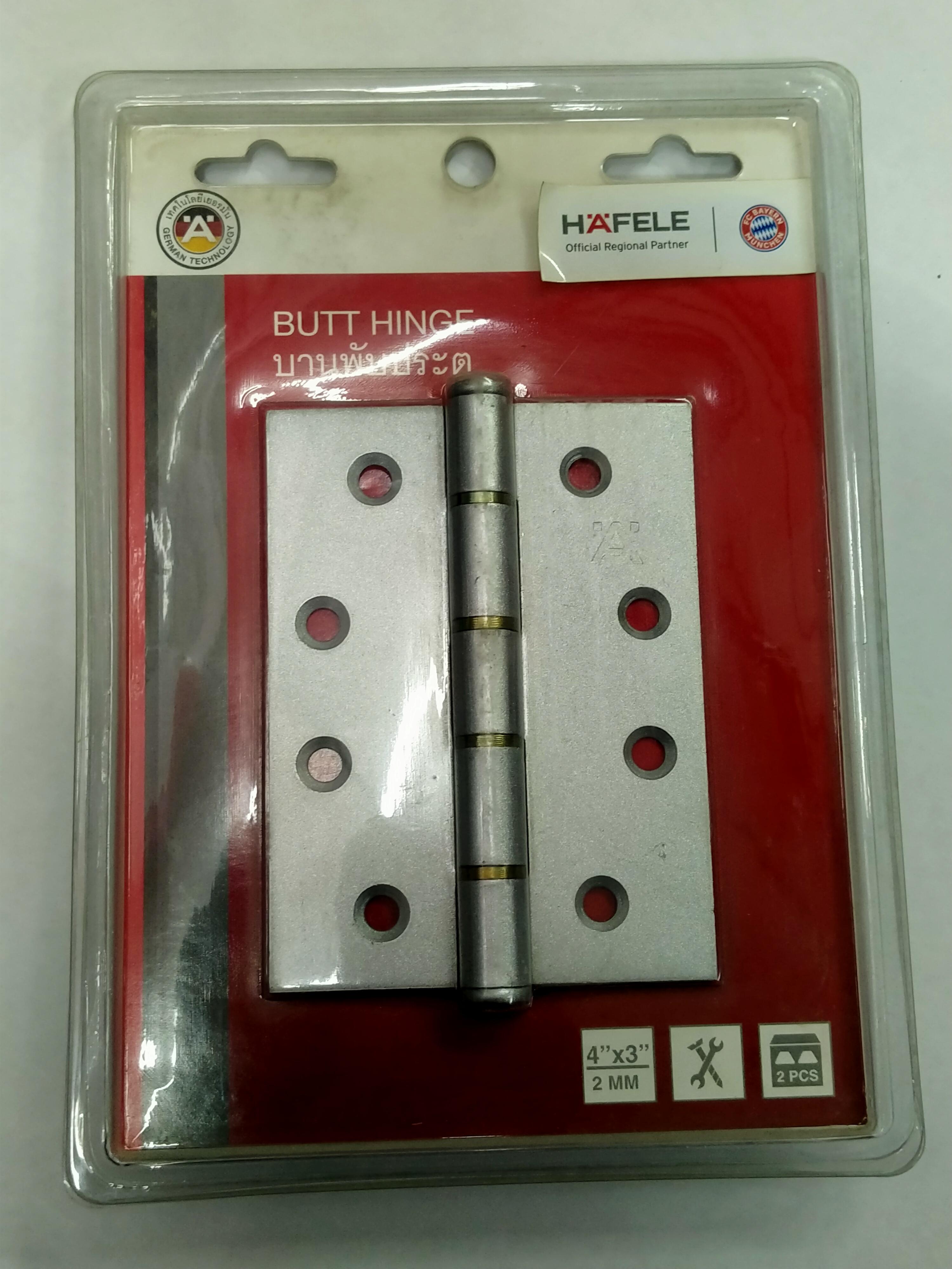 HAFELE บานพับสแตนเลส BUTT HIN ST.SILV102X76X2MM 2PC #489.04.003 แบรนด์ HAFELE - ตกแต่ง ราคา 180 บาท