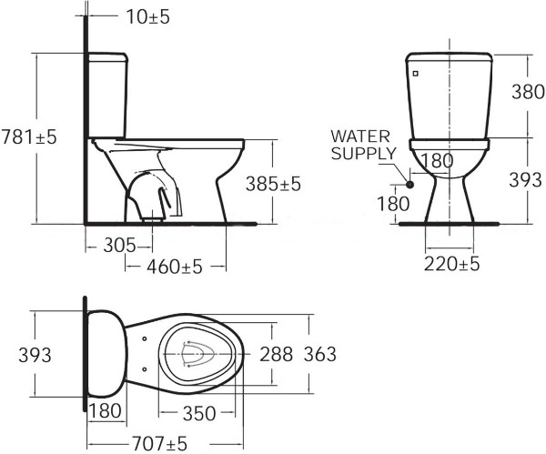 AMERICAN STANDARD สุขภัณฑ์สองชิ้น วินพลัสทู กดหน้า 4.5L. TF-2697SCW - ภาพที่ 4