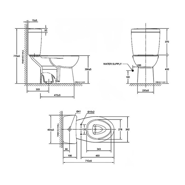 AMERICAN STANDARD สุขภัณฑ์สองชิ้น+ฝารองนั่งปิดนุ่มนวล 3/4.5ลิตร ฮาโล 2893SCW-WT-0 - ภาพที่ 4