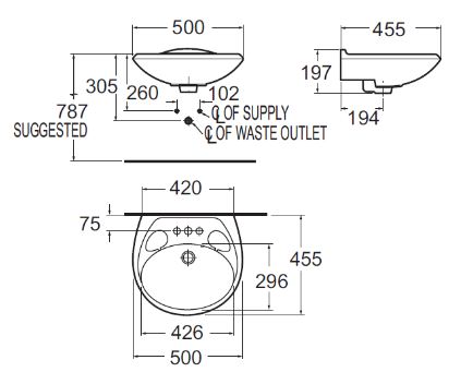AMERICAN STANDARD อ่างล้างหน้าแขวนผนัง โคปาคาบานา 959S-WT-0 - ภาพที่ 4