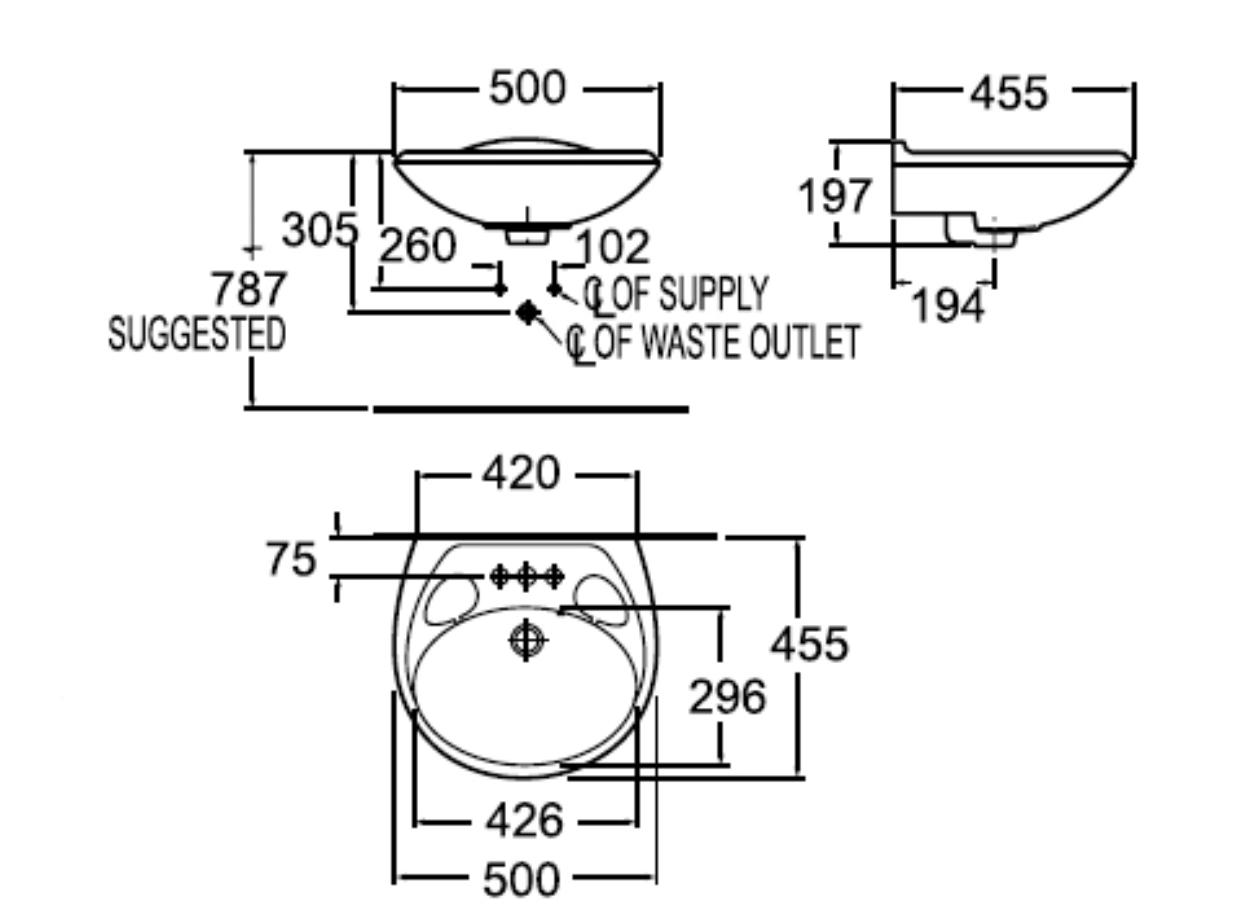 AMERICAN STANDARD อ่างล้างหน้าแขวนผนัง โคปาคาบานา 959S-WT-0 - ภาพที่ 6