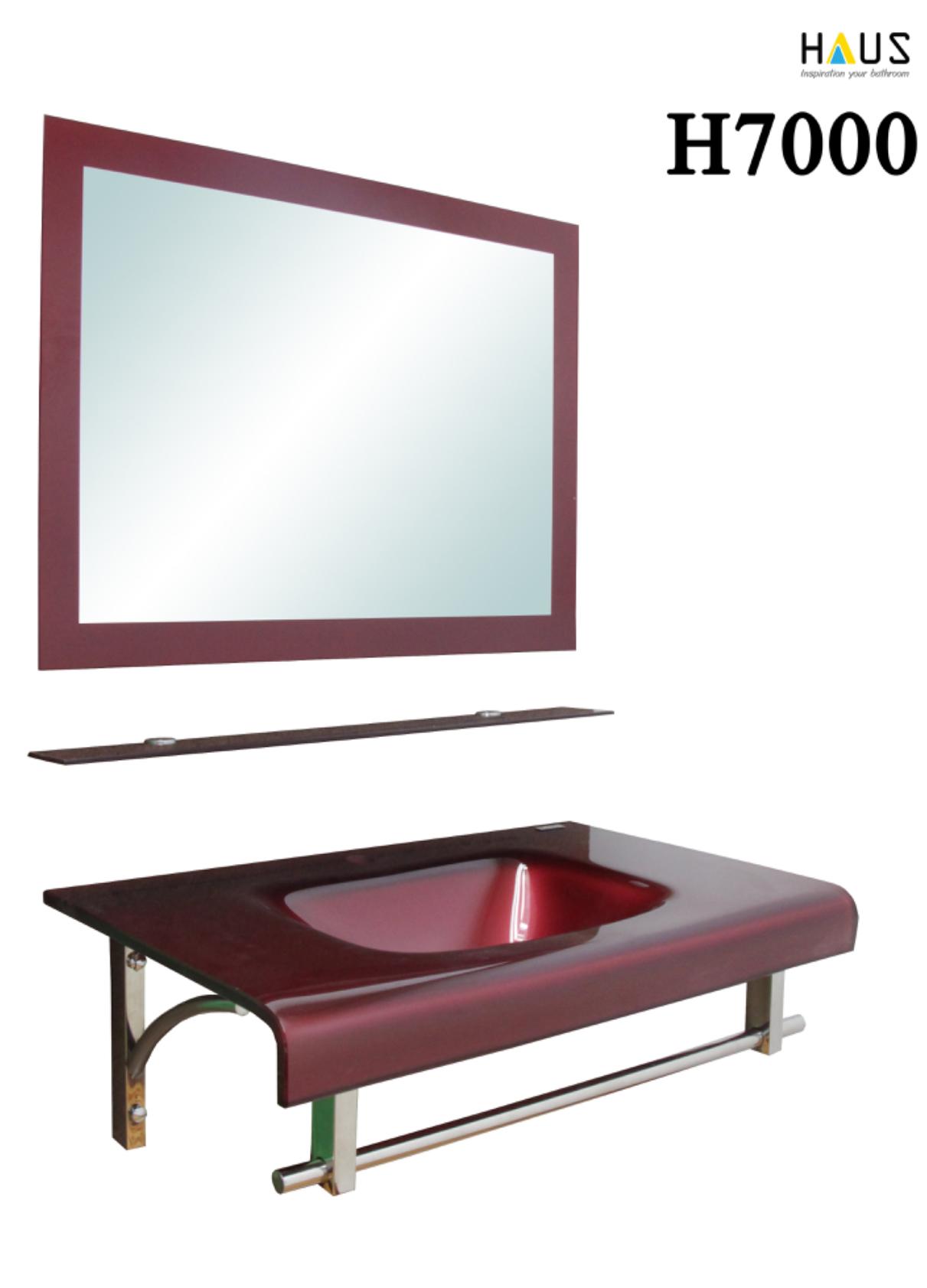 HAUS เคาน์เตอร์แก้ว+กระจกเงา H7000 สีแดงเรดไวน์