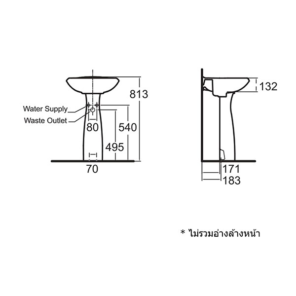 AMERICAN STANDARD ขาตั้งอ่างล้างหน้า 900P-WT-O (ใช้กับอ่างรุ่น 0979 -WT) - ภาพที่ 4