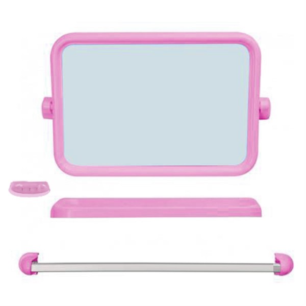 ** BOSS กระจกชุด เหลี่ยม 4 ชิ้น K214 สีชมพู