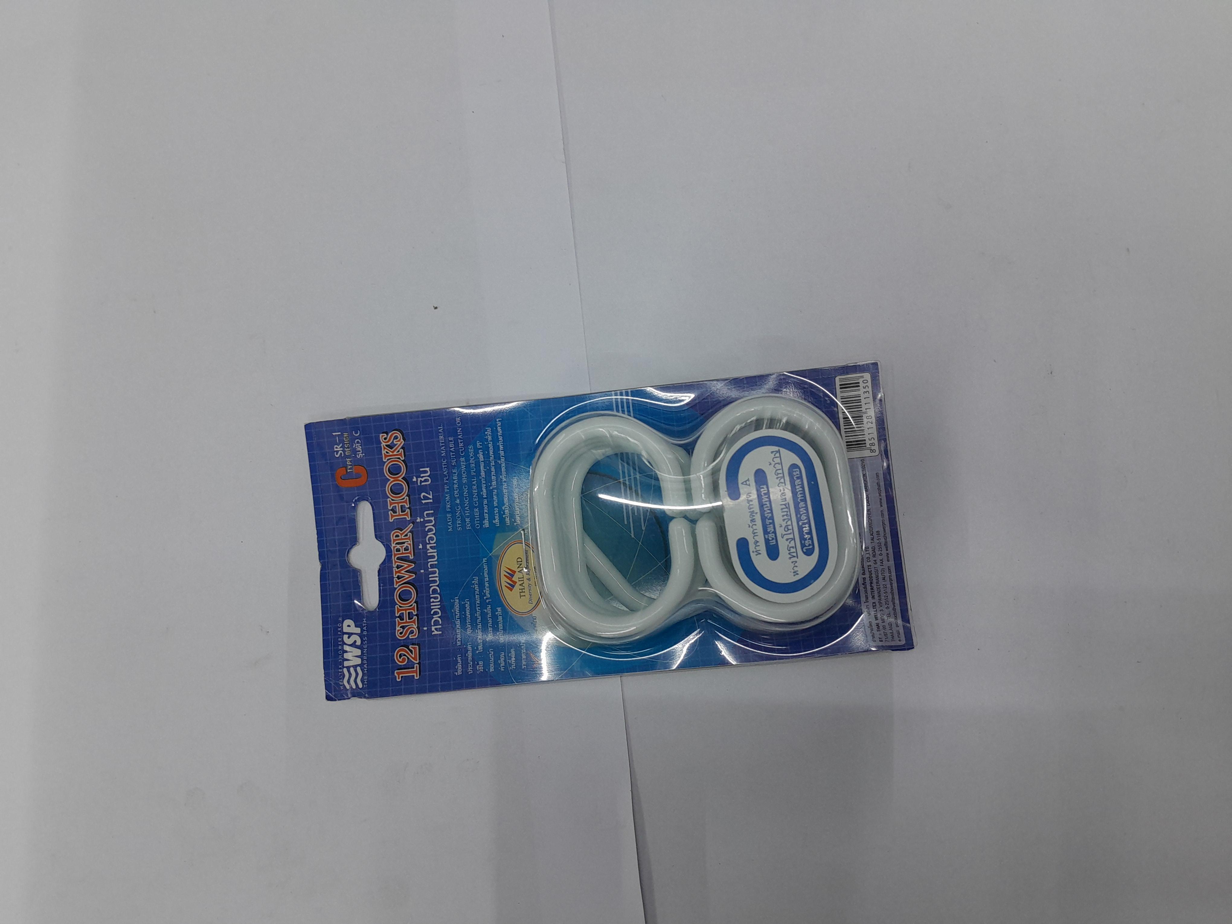 WSP ห่วงแขวนผ้าม่านห้องน้ำ C-TYPE SR-1 WHITE (12ชิ้น/แพ็ค) แบรนด์ ไทยเวลเท็กซ์ - ตกแต่ง ราคา 55 บาท