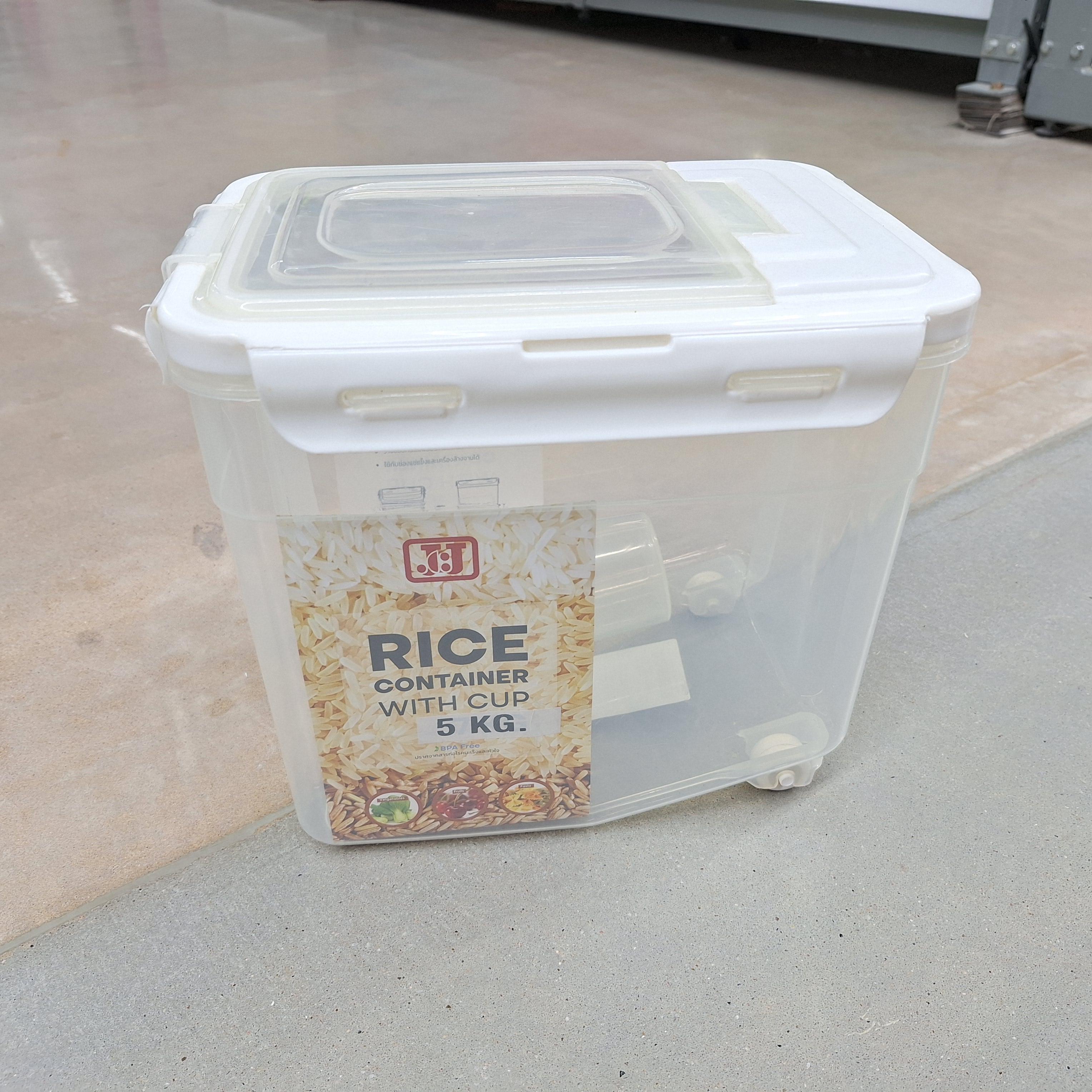 DL กล่องข้าวสารมีล้อ 7kg. 1398 สีขาว แบรนด์ เจ.ซี.เจ. - ตกแต่ง ราคา 149 บาท
