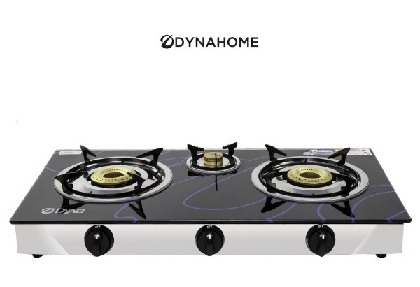 Dyna Home  เตาแก๊สหน้ากระจก ตั้งโต๊ะ 3 หัว ทองเหลือง DF-8734 - ภาพที่ 4