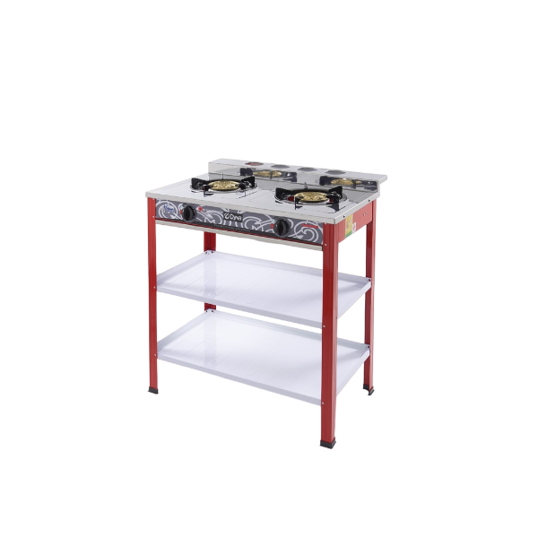 Dyna Home เตาแก๊สสแตนเลสตั้งพื้น 2หัว เหล็กหล่อ 130mm. สีแดง LK-223-R - ภาพที่ 2