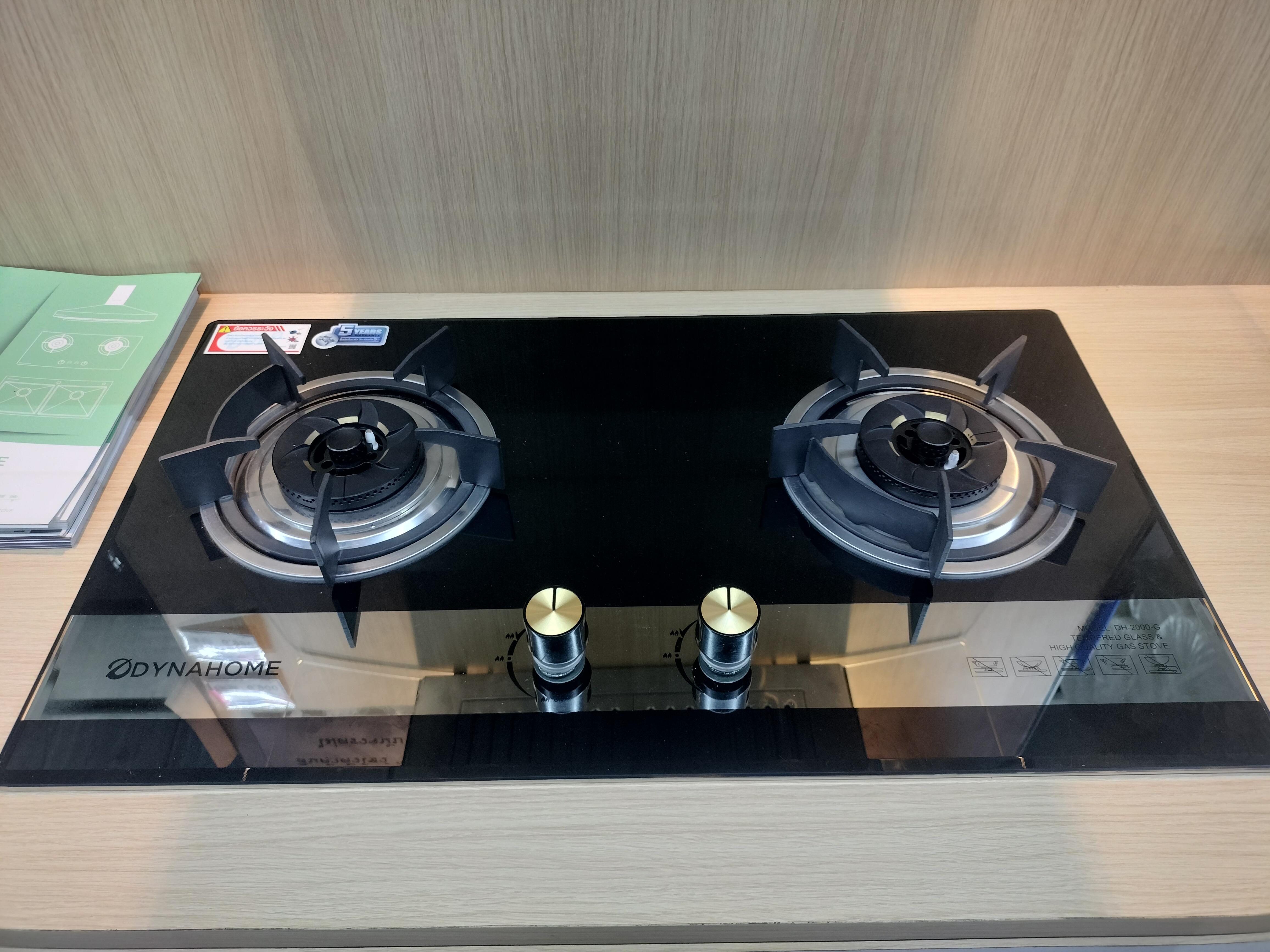 Dyna Home  เตาแก๊สหน้ากระจก แบบฝัง 2 หัว ทองเหลืองรมดำ DH-2000G แบรนด์ DYNA HOME - ตกแต่ง ราคา 2,990 บาท