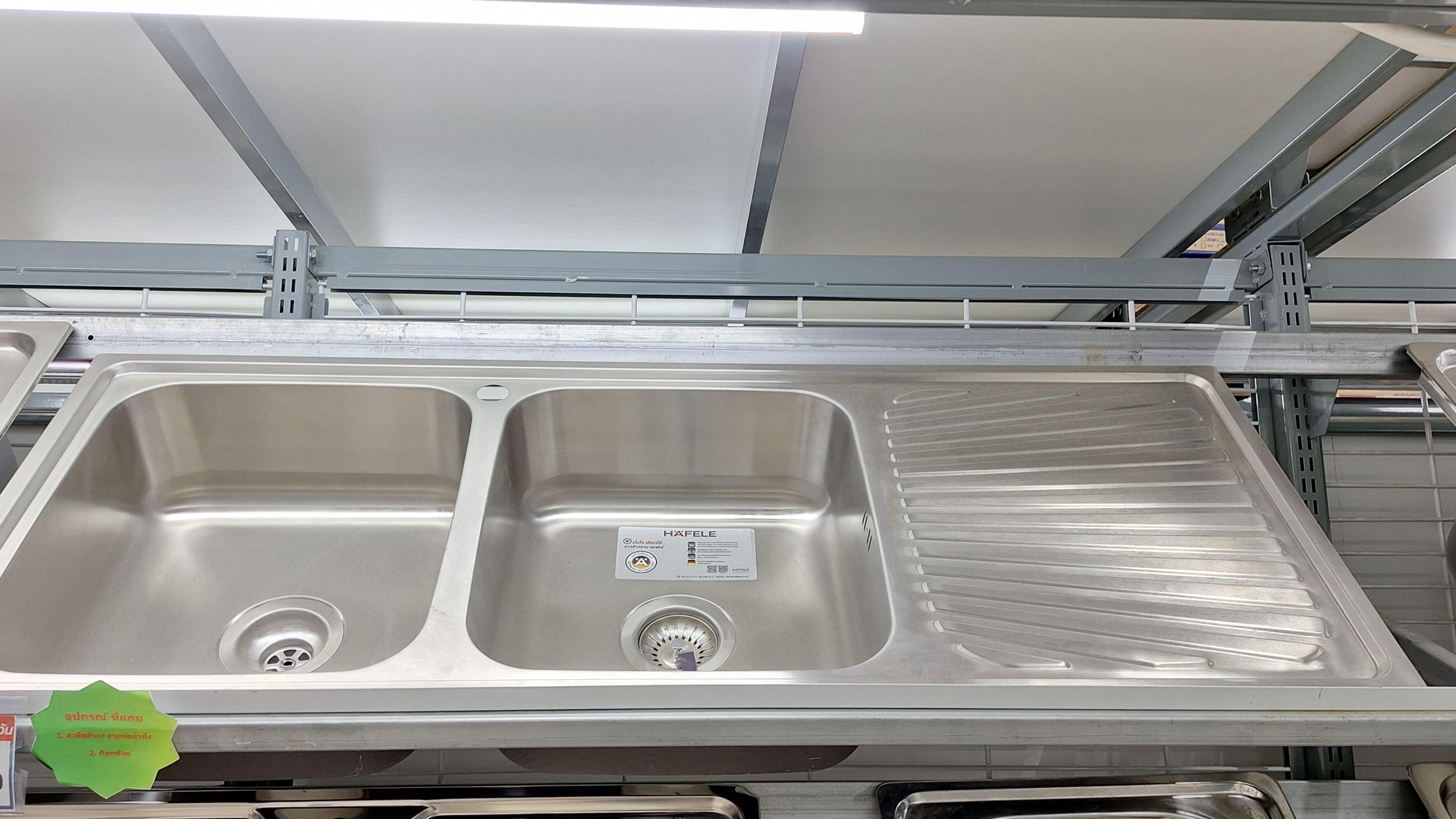 HAFELE อ่างซิงค์ 2หลุม 1ที่พัก DIY D.BOWL TOP MOUNT SINK 2B L 495.39.412 - ภาพที่ 3