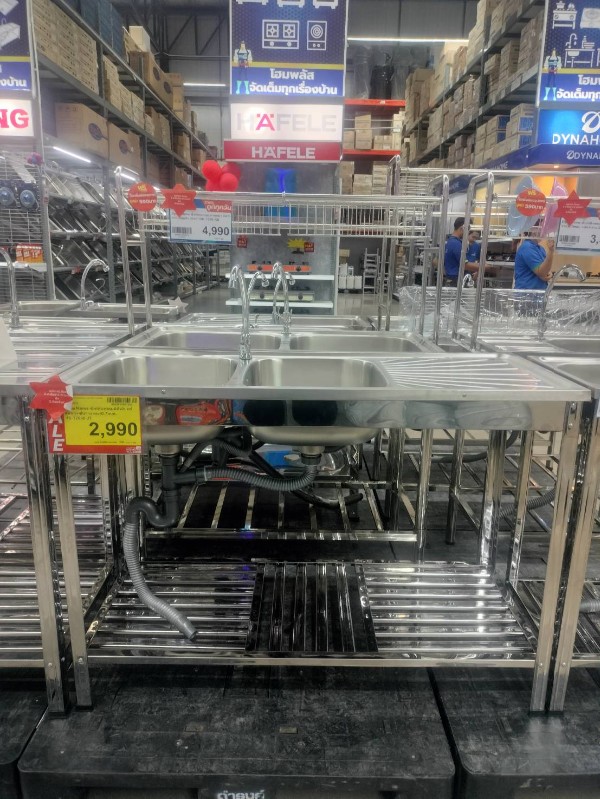 Dyna Home ซิ้งค์สองหลุมมีที่พัก พร้อมขา+ชั้นวาง หนา0.7mm. FS-12050-JT - ภาพที่ 16