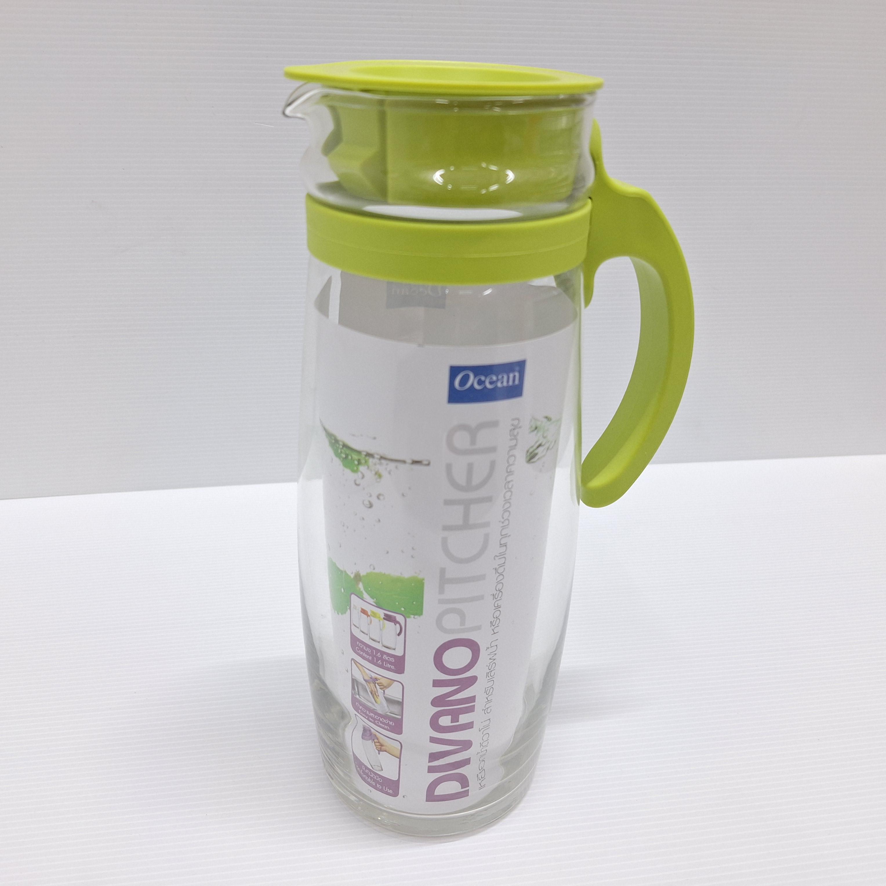 OCEAN เหยือกน้ำ DIVANO PITCHER GREEN 5V20558 G0402 1660มล. แบรนด์ พิริยะสันติ - ตกแต่ง ราคา 175 บาท