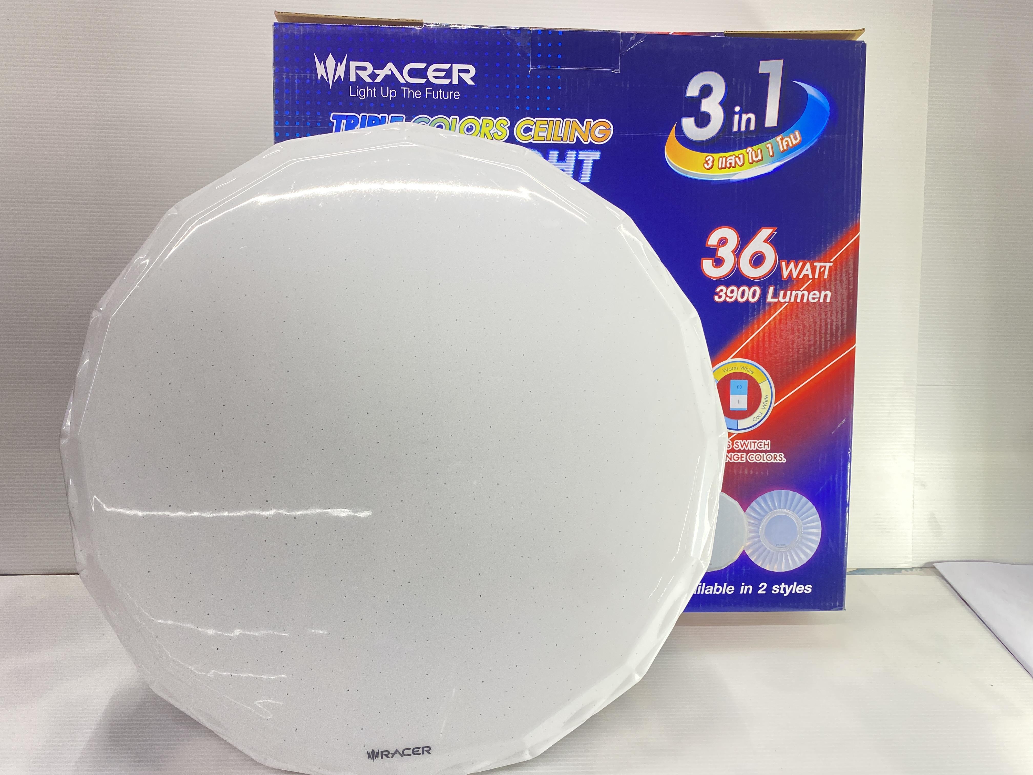 RACER โคมไฟติดเพดาน LED 3 สี PBT05 ป๊อปไบรท์ 36W (5/ลัง)