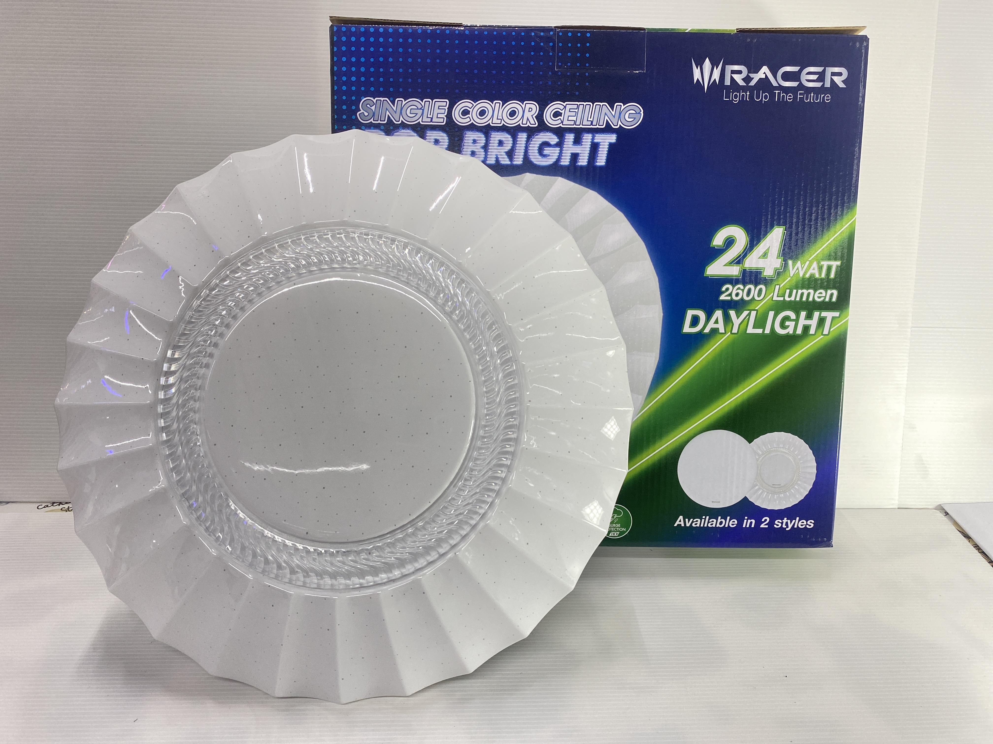 RACER โคมไฟติดเพดาน LED 6500K PB01 ป๊อปไบรท์ 24W แสงขาว  (10/ลัง) แบรนด์ เรเซอร์การไฟฟ้า - ระบบไฟฟ้าและระบบน้ำ ราคา 490 บาท