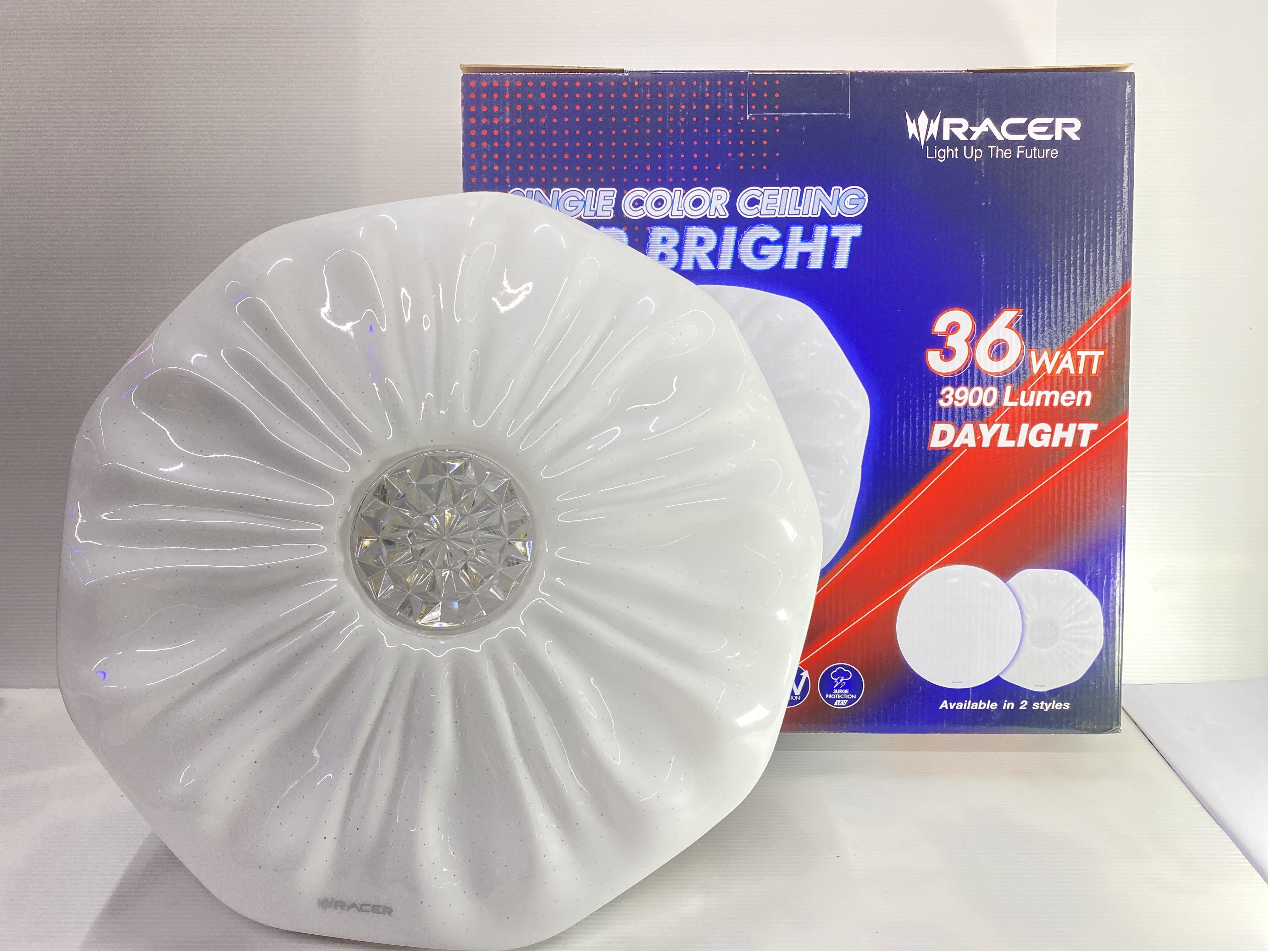 RACER โคมไฟติดเพดาน LED 6500K PB03 ป๊อปไบรท์ แสงขาว 36 W (5/ลัง)