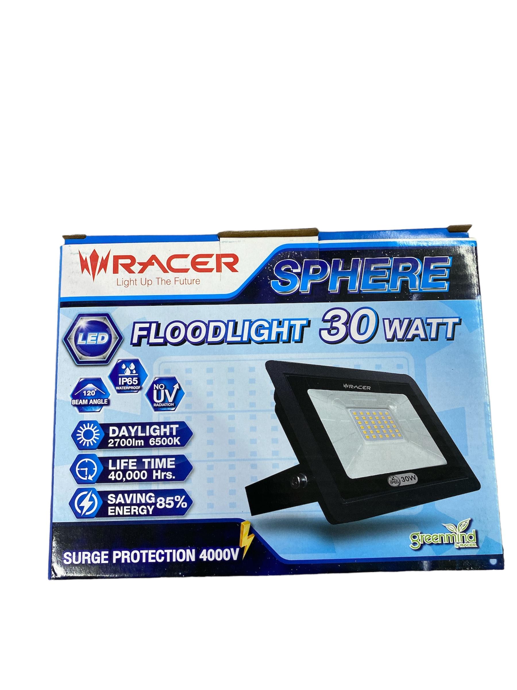 ** RACER โคมไฟสาดแสง LED สเฟียร์ 30 W IP65 แสงขาว (10/ลัง) แบรนด์ เรเซอร์การไฟฟ้า - ระบบไฟฟ้าและระบบน้ำ ราคา 395 บาท