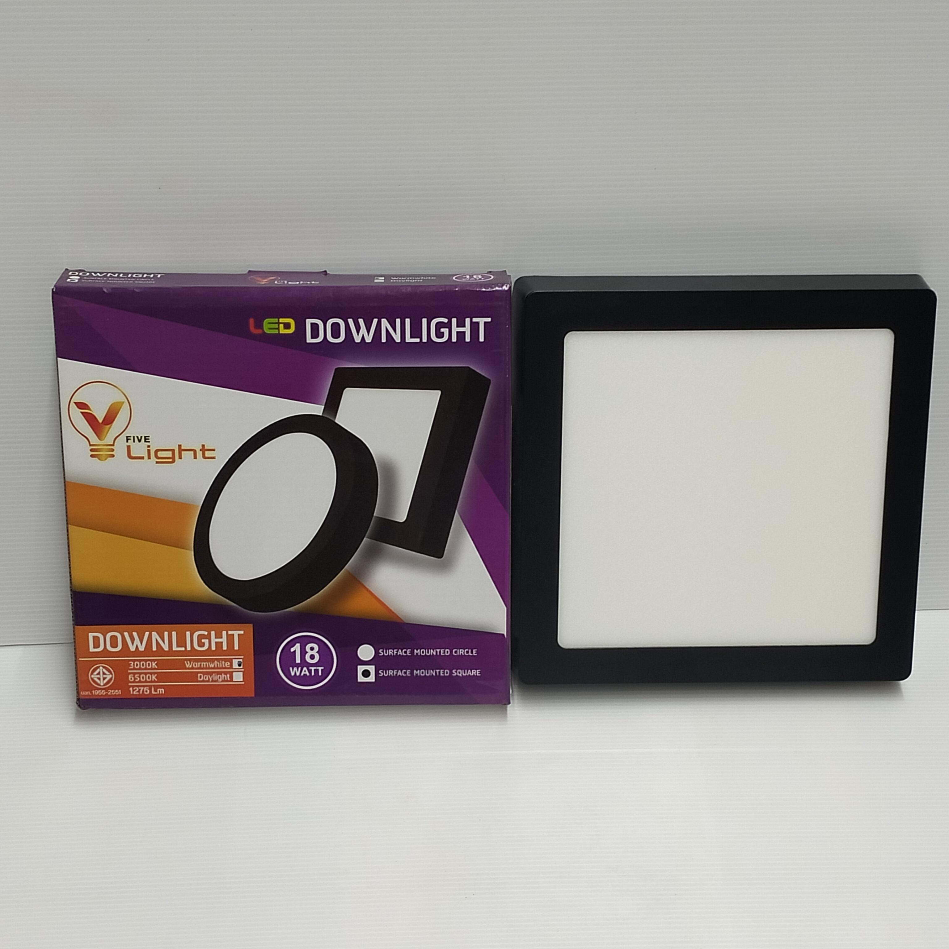 VLIGHT โคมพาร์เนลทรงเหลี่ยม ติดลอย ขอบสีดำ เดย์ไลท์ 18W