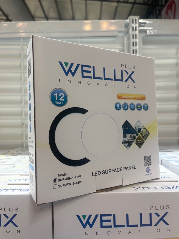 WELLUX โคมกลมติดลอย SUR-RB 5-12 วัตต์ ขอบดำ แสงเหลือง
