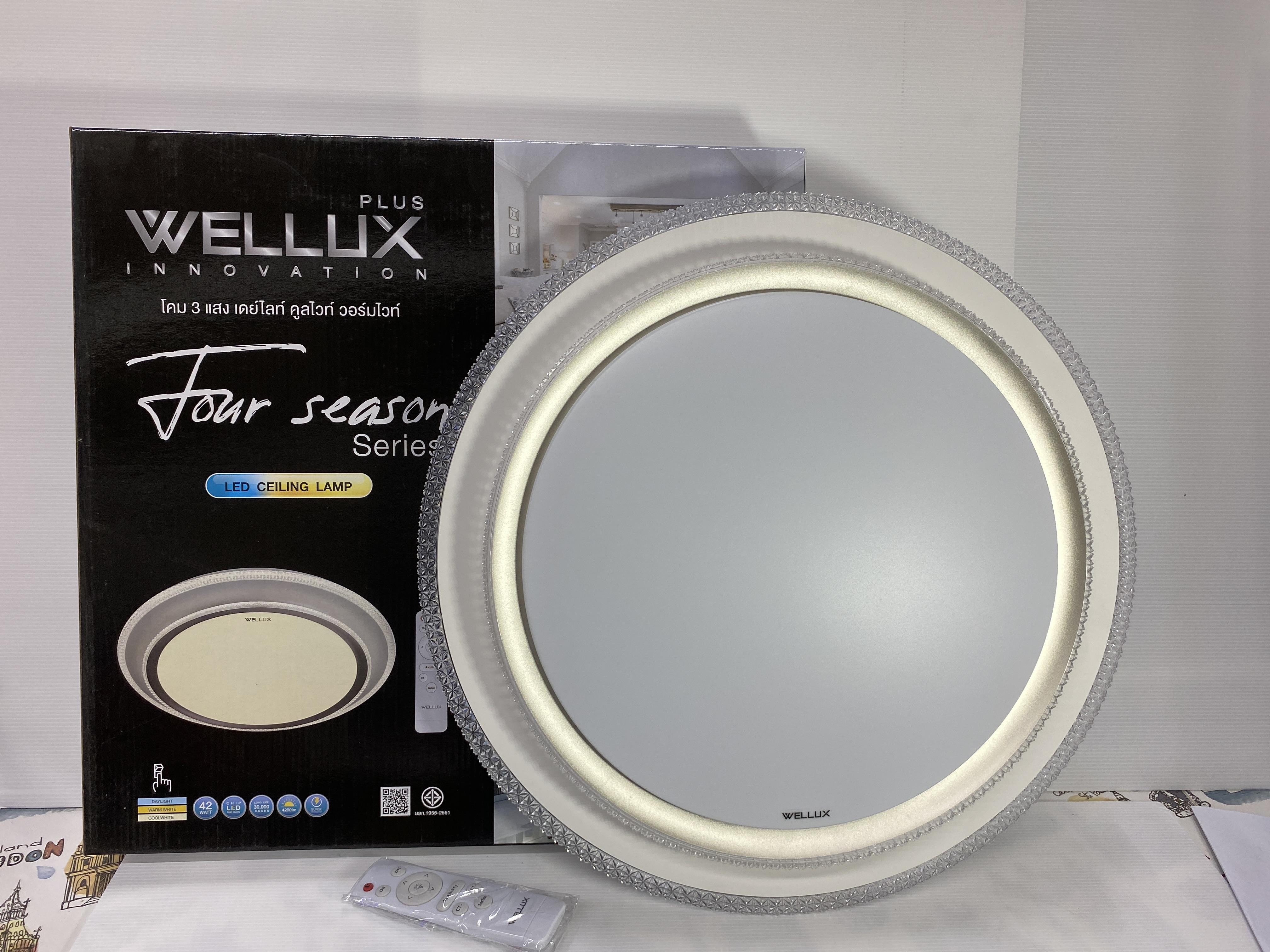 WELLUX โคมซาลาเปา FSC-42 DWC (รีโมท) ขอบน้ำตาลอ่อน แบรนด์ เวลลักซ์ - ระบบไฟฟ้าและระบบน้ำ ราคา 790 บาท