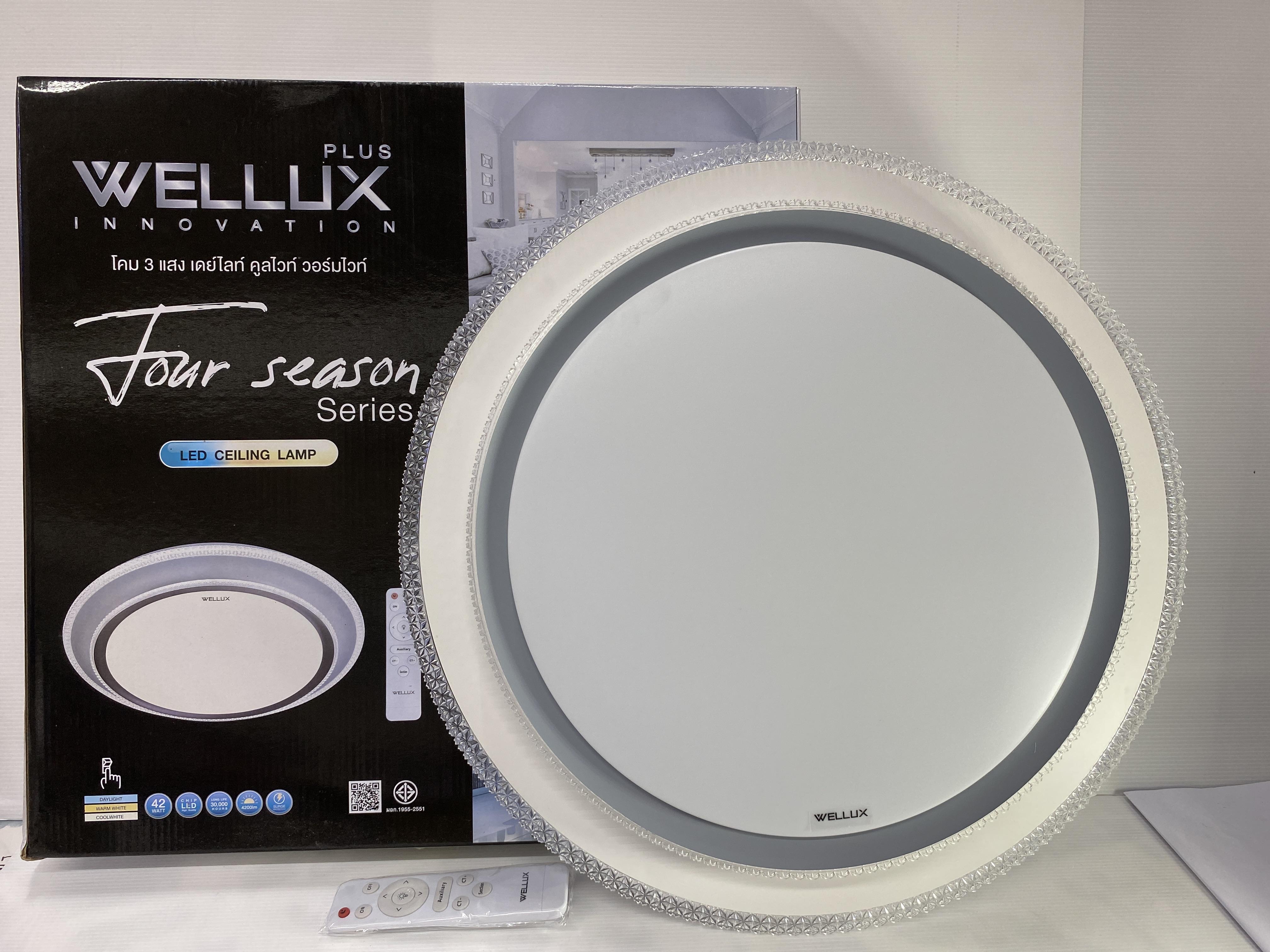 WELLUX โคมซาลาเปา FSG-42 DWC (รีโมท) ขอบเทา แบรนด์ เวลลักซ์ - ระบบไฟฟ้าและระบบน้ำ ราคา 790 บาท
