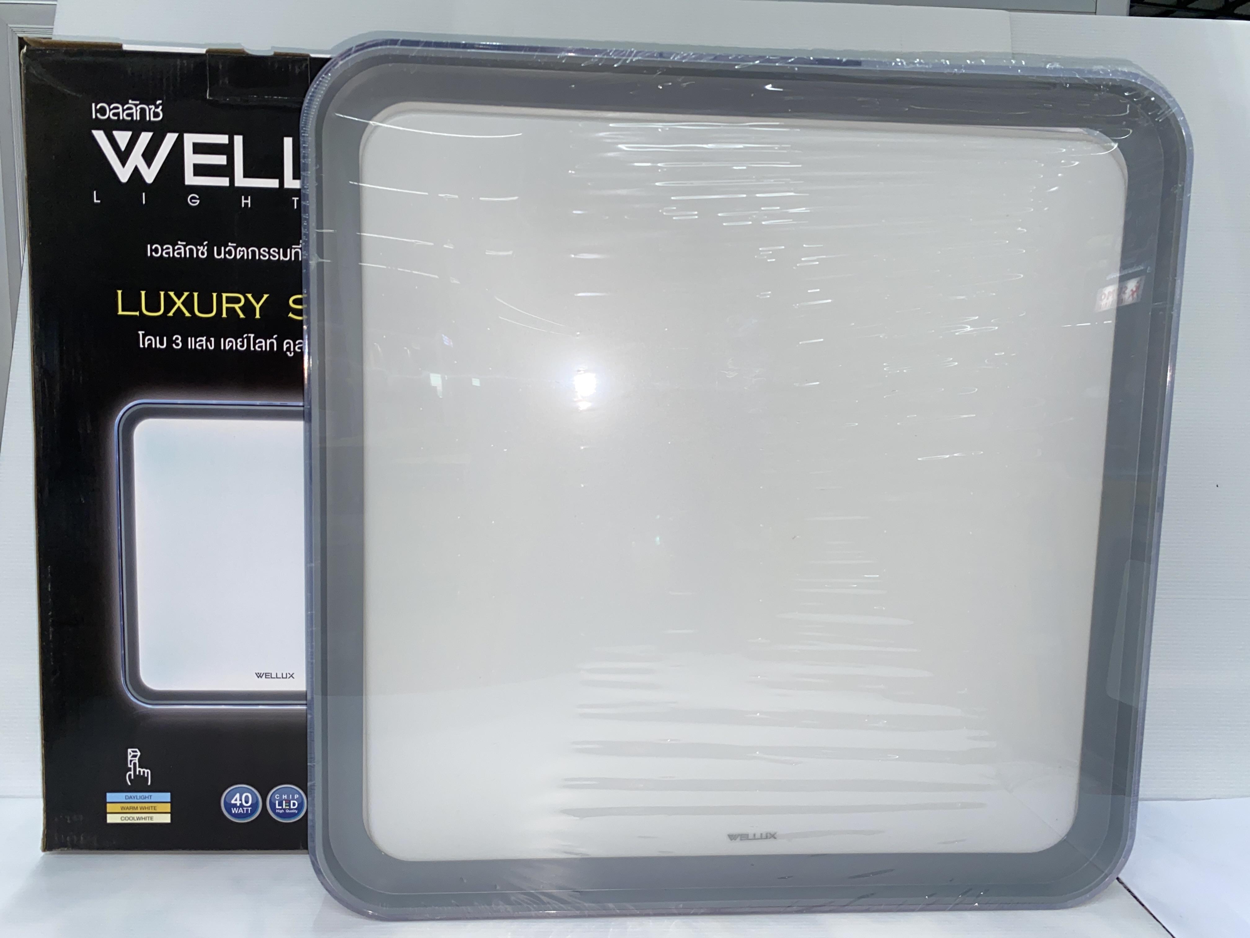 WELLUX โคมซาลาเปา LXG-40 วัตต์ 3สเต็บ เหลี่ยมขอบเทา แบรนด์ เวลลักซ์ - ระบบไฟฟ้าและระบบน้ำ ราคา 780 บาท