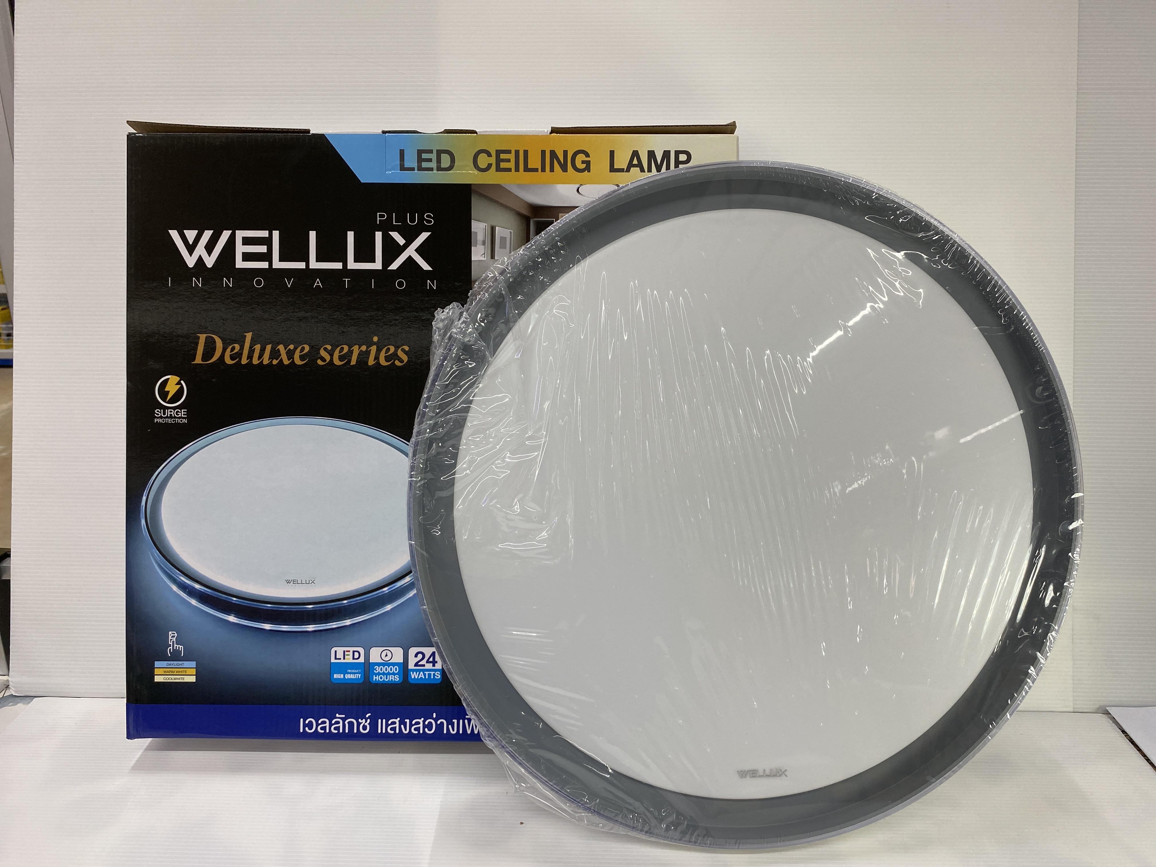 WELLUX โคมซาลาเปา DSG 24วัตต์ 3สเต็บ ขอบเทา