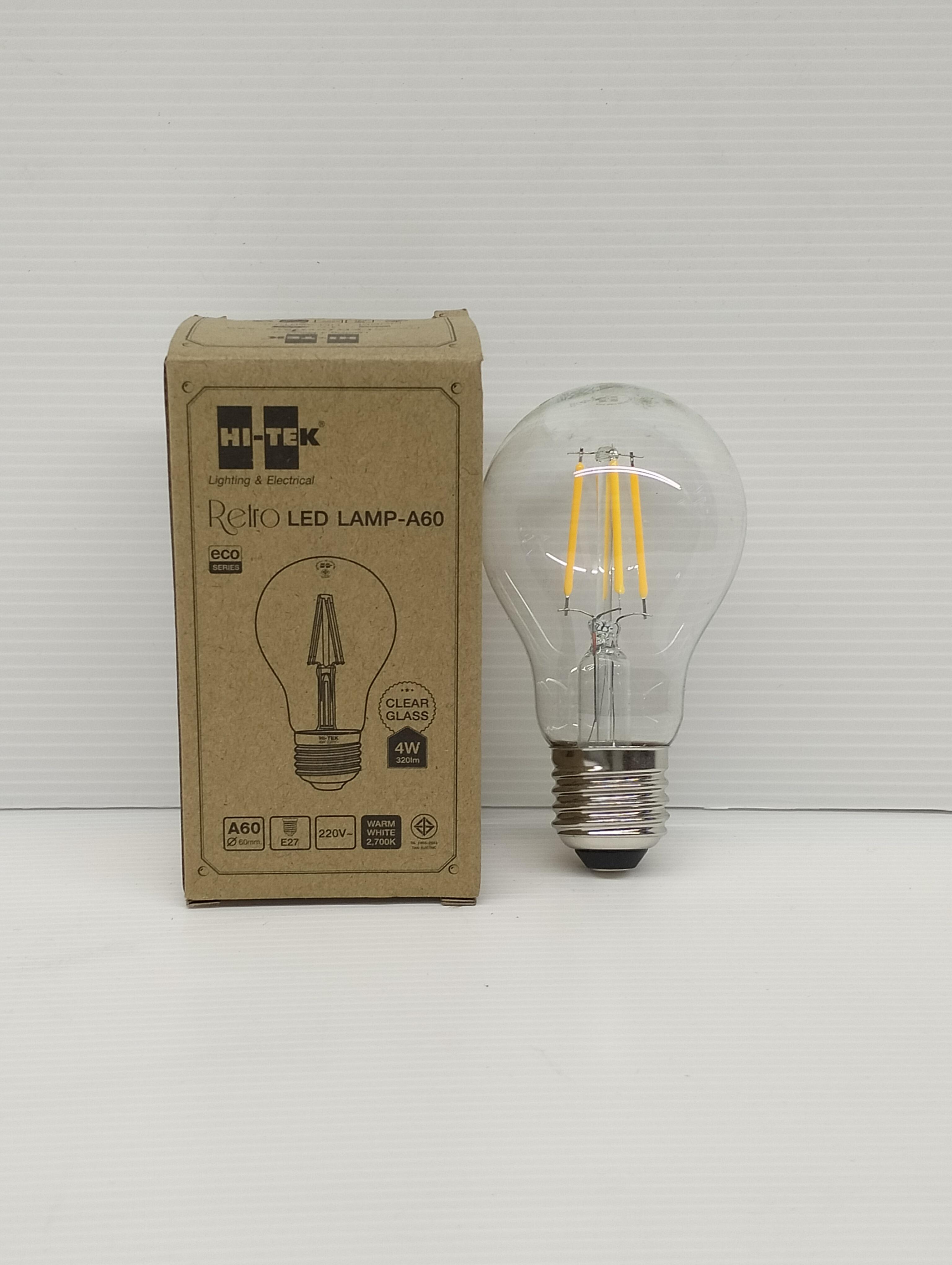HI-TEK หลอด LED เรทโทร อีโค่ A60 E27 กระจกทอง 4W แบรนด์ HI-TEK - ระบบไฟฟ้าและระบบน้ำ ราคา 50 บาท