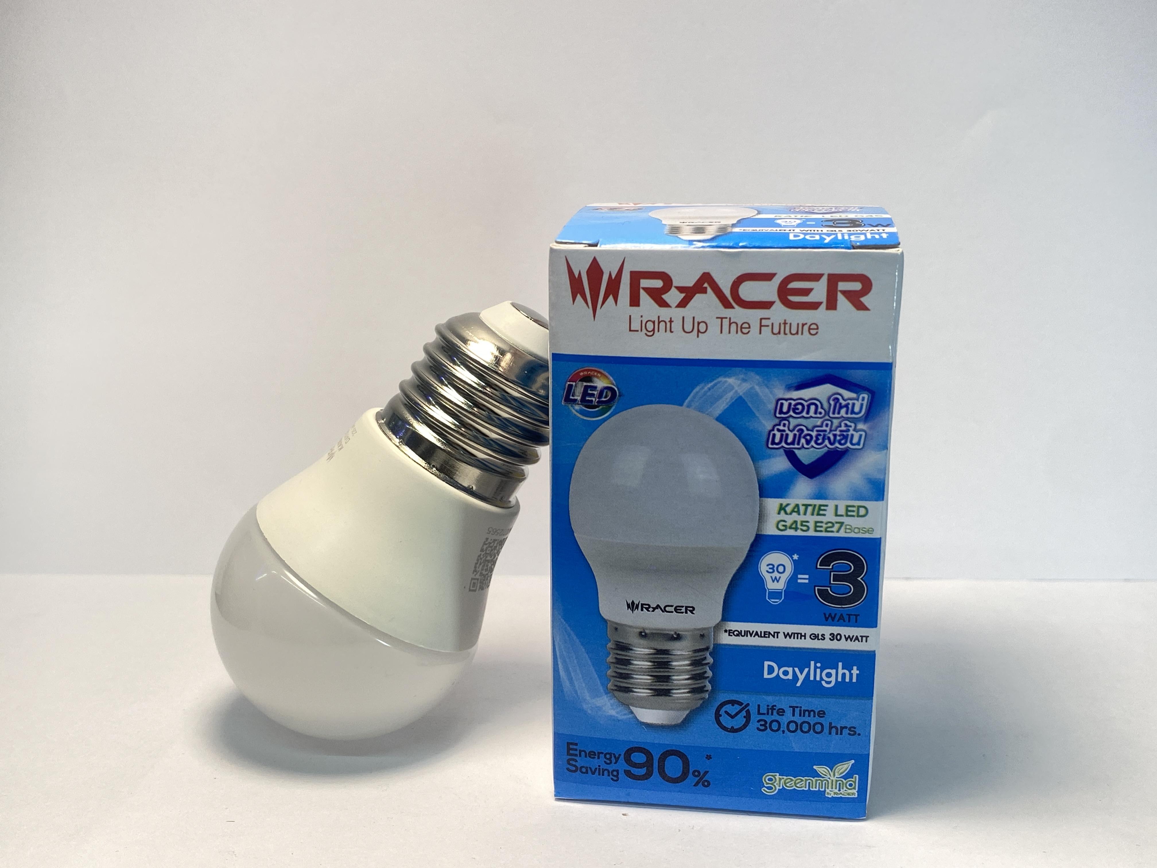 RACER หลอดไฟเคที่ LED G45 3Wแสงขาว ขั้ว E27 (20/ลัง) - ภาพที่ 2